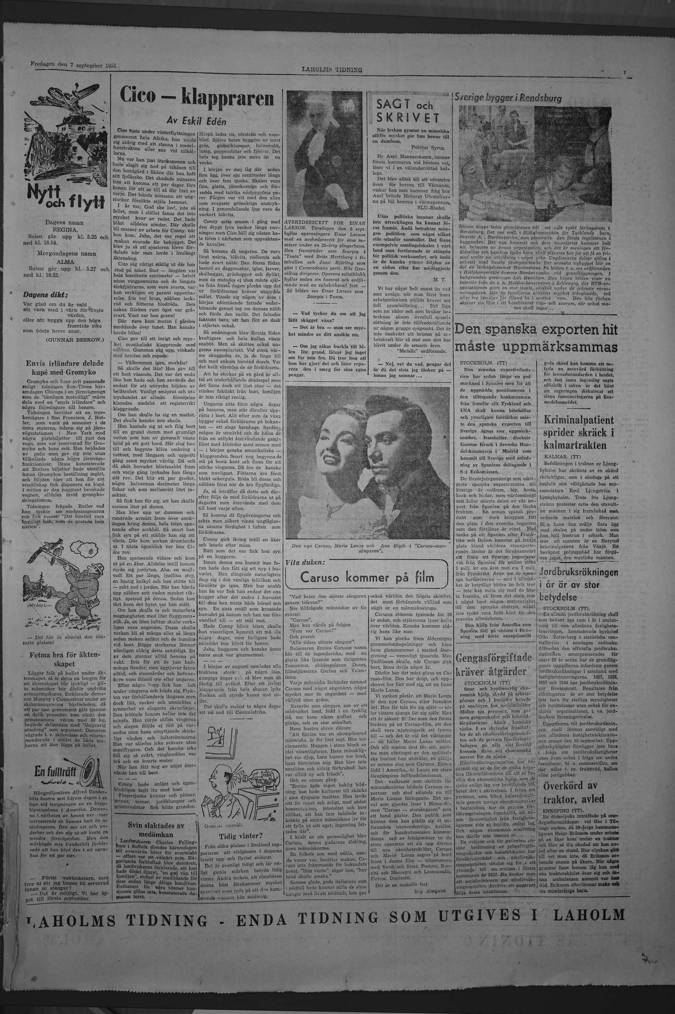 Laholms Tidning Fredag 7 september 1951, sida 7
