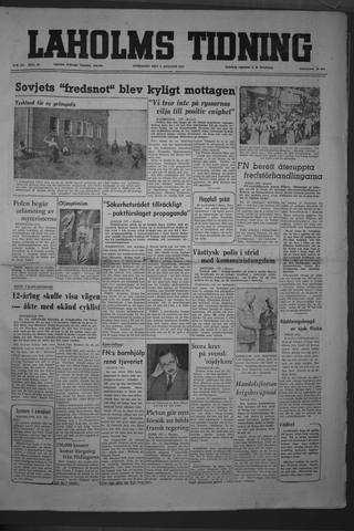 Förstasidan, Onsdag 8 augusti 1951