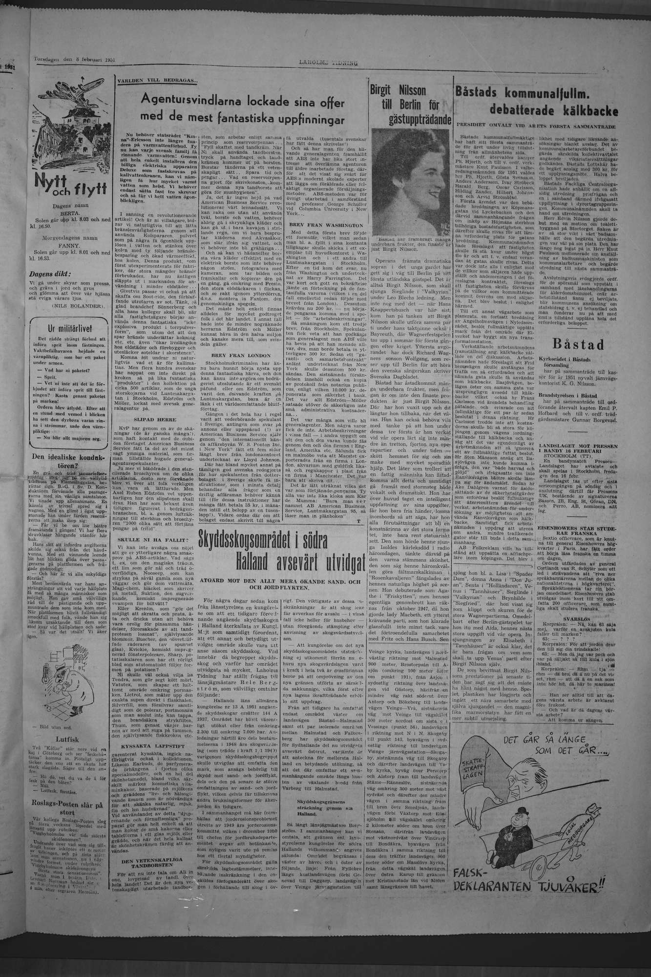 Laholms Tidning Torsdag 8 februari 1951, sida 5