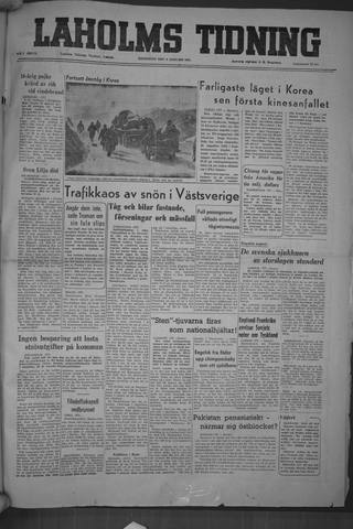 Förstasidan, Måndag 8 januari 1951