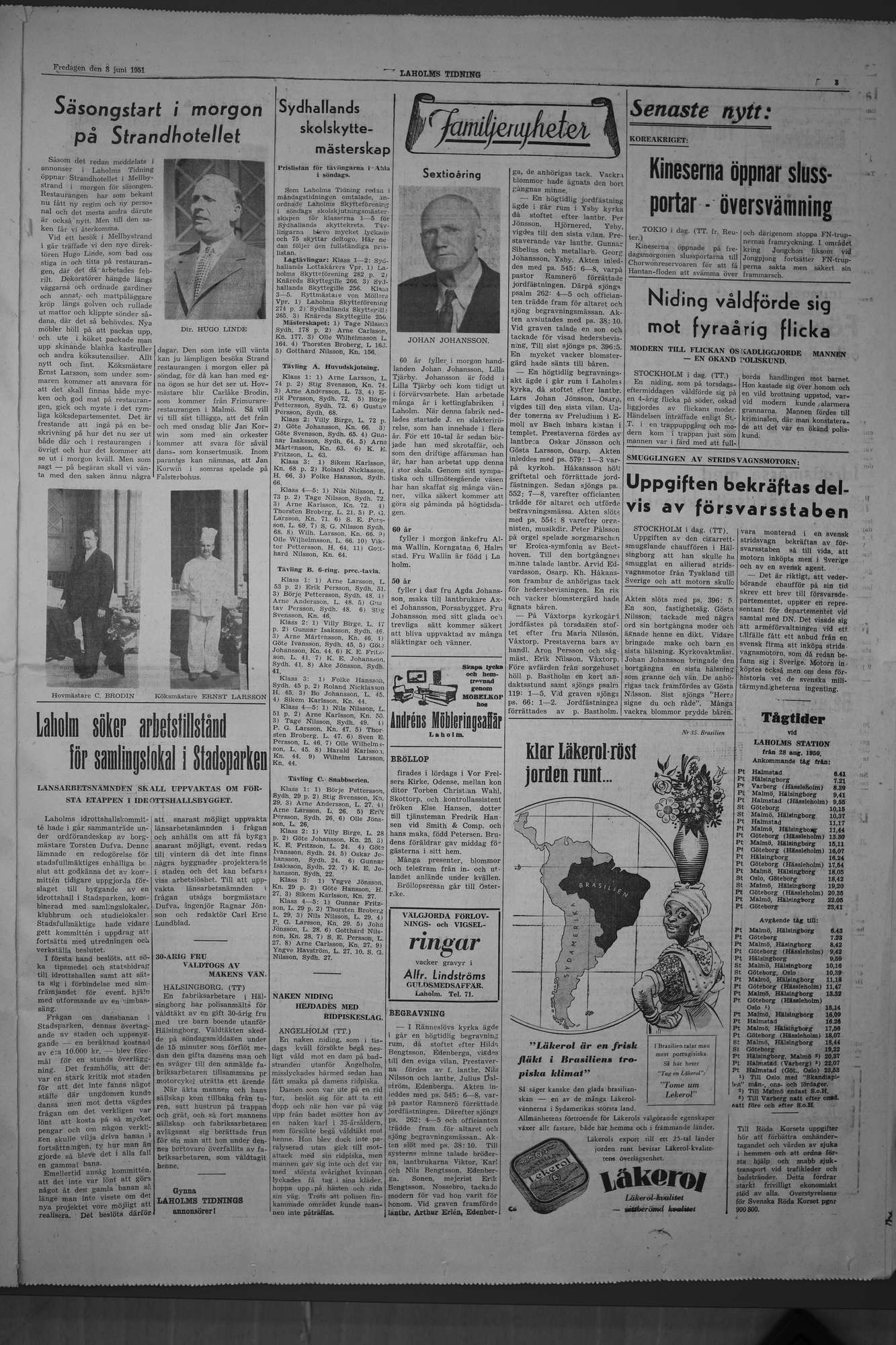 Laholms Tidning Fredag 8 juni 1951, sida 3