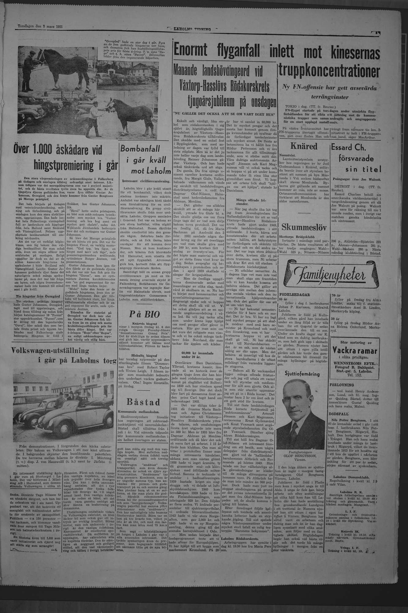 Laholms Tidning Torsdag 8 mars 1951, sida 3