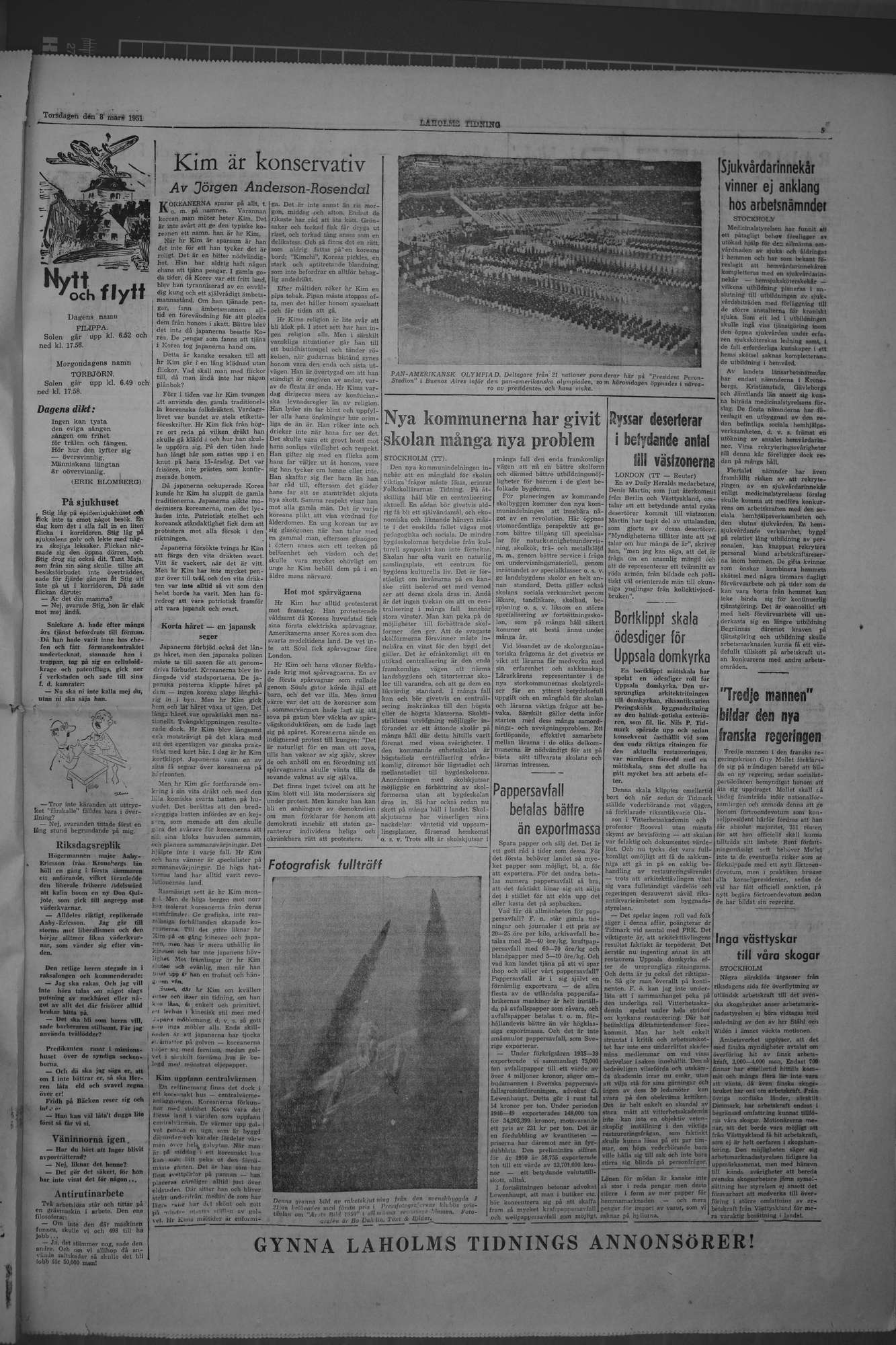 Laholms Tidning Torsdag 8 mars 1951, sida 5