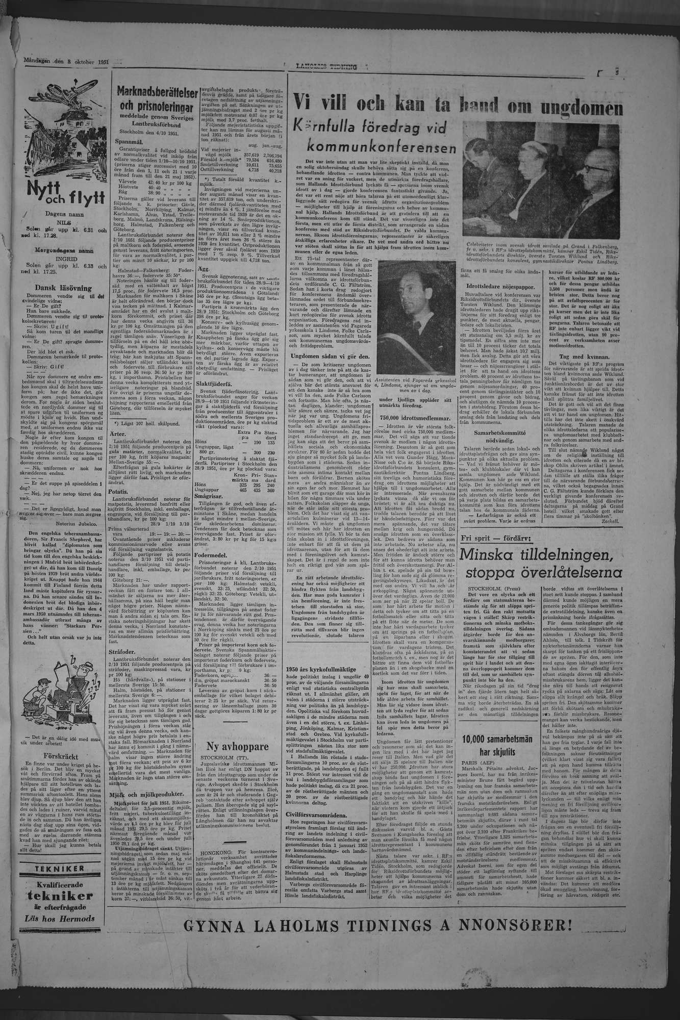 Laholms Tidning Måndag 8 oktober 1951, sida 5