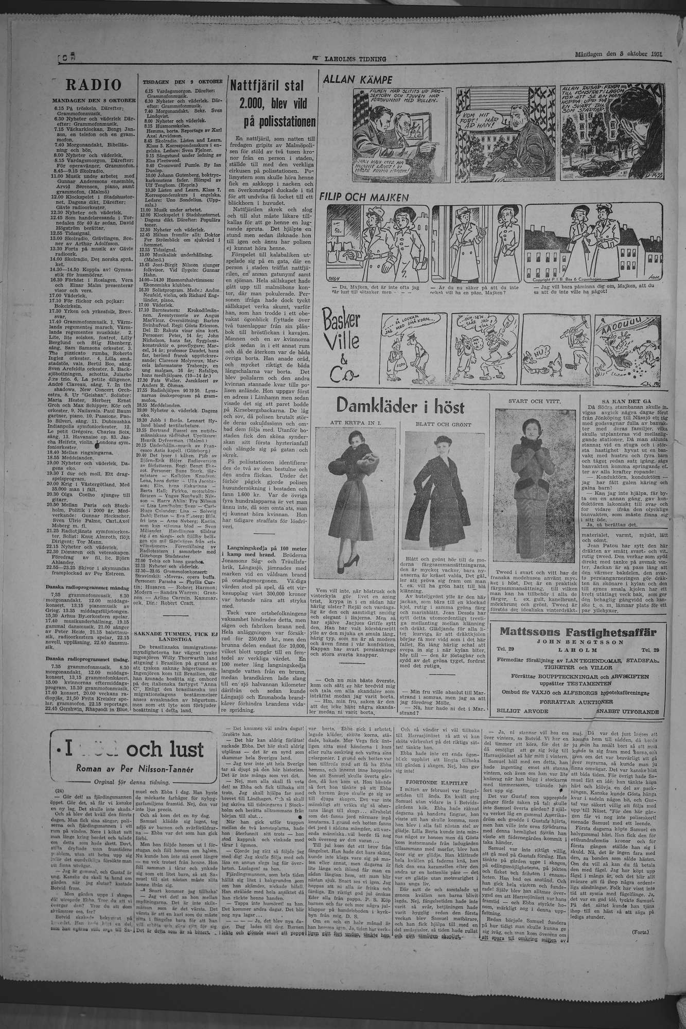 Laholms Tidning Måndag 8 oktober 1951, sida 6