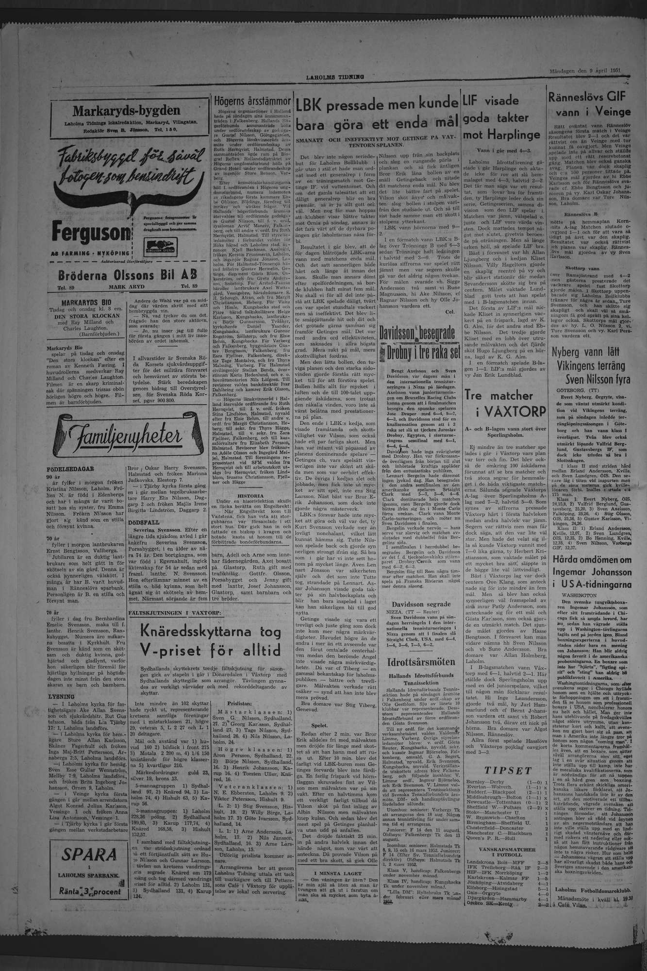 Laholms Tidning Måndag 9 april 1951, sida 4