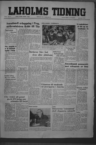 Förstasidan, Fredag 9 februari 1951