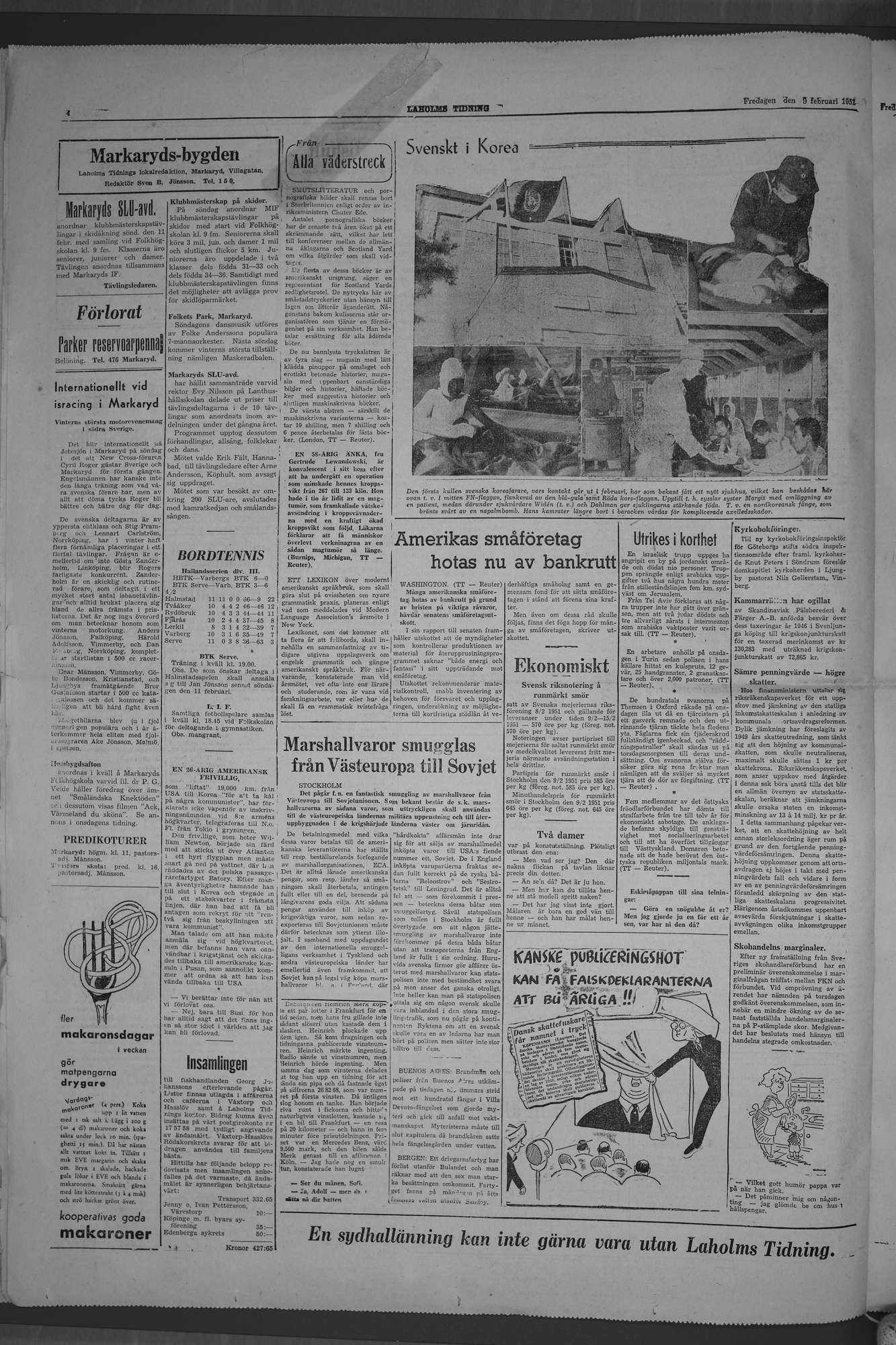 Laholms Tidning Fredag 9 februari 1951, sida 4