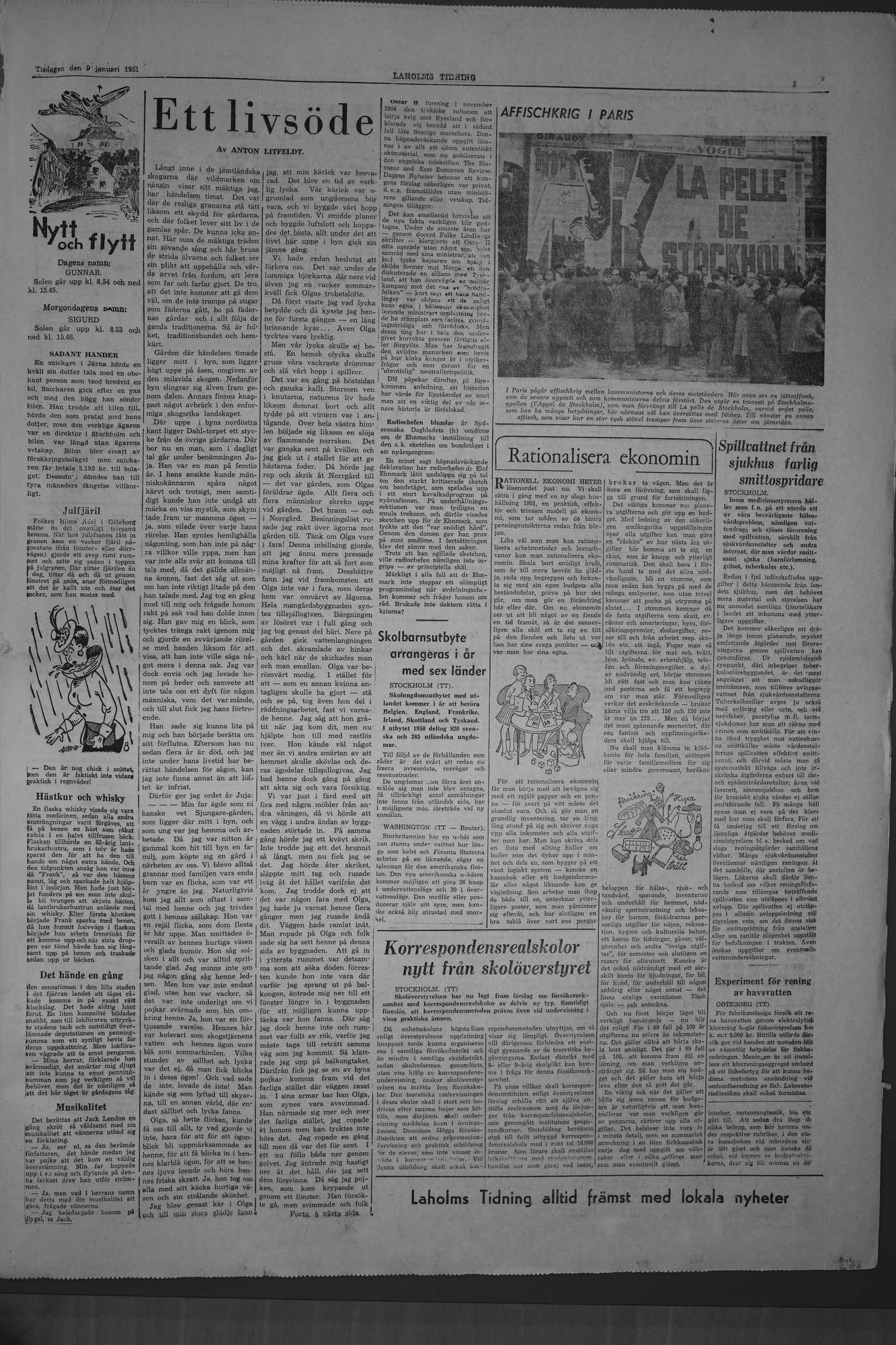 Laholms Tidning Tisdag 9 januari 1951, sida 5