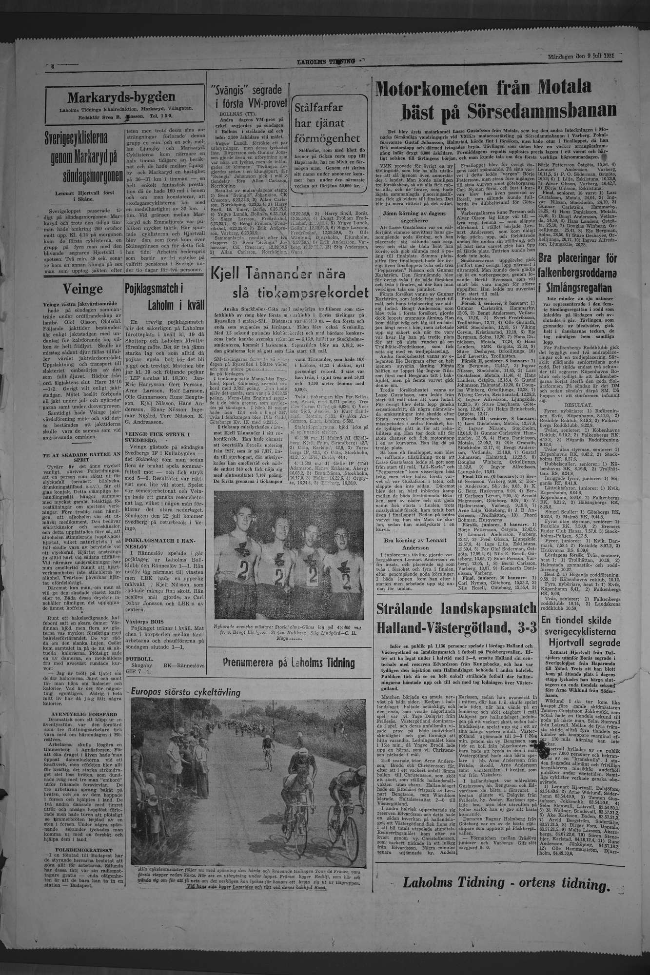 Laholms Tidning Måndag 9 juli 1951, sida 4