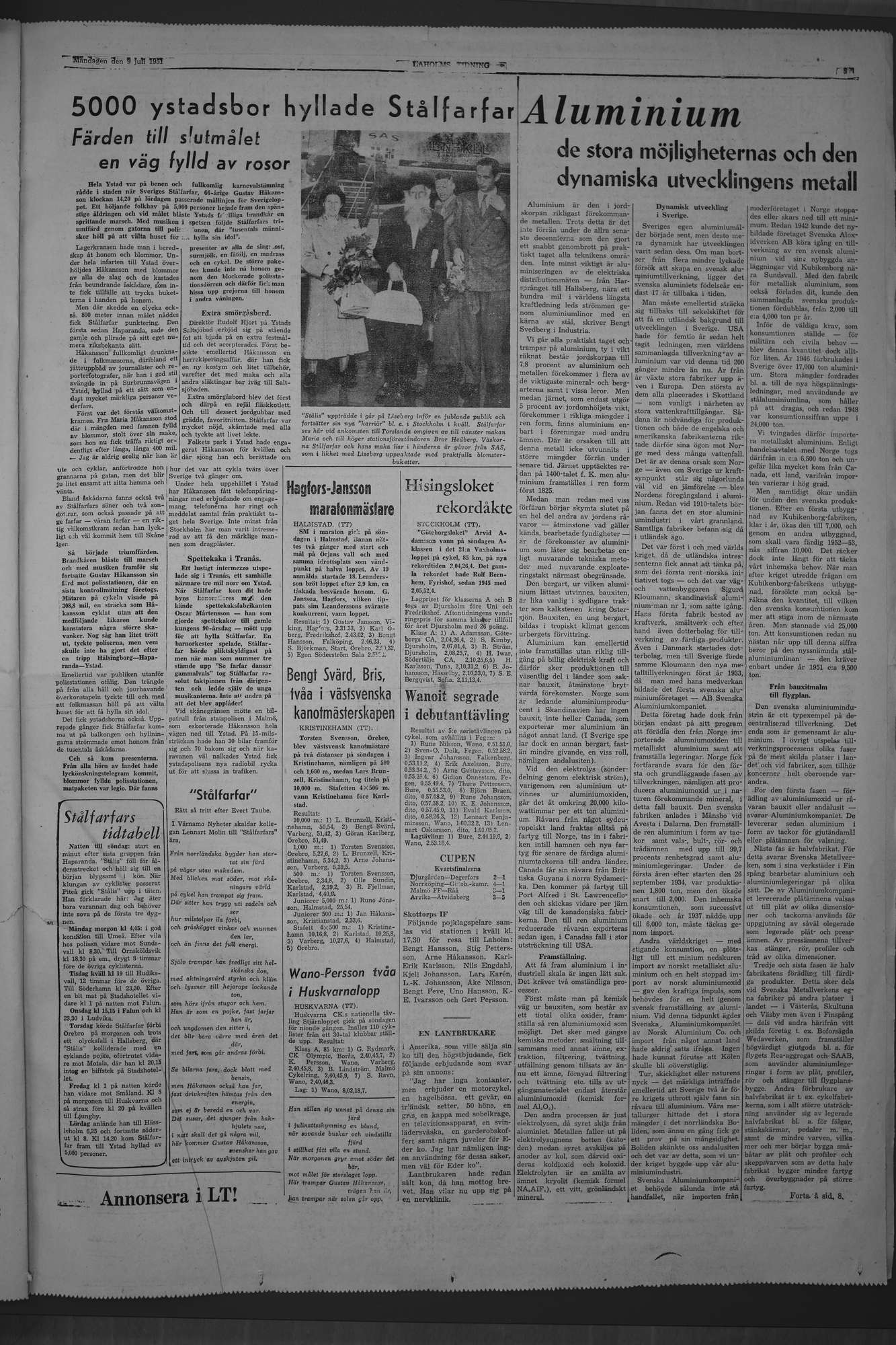 Laholms Tidning Måndag 9 juli 1951, sida 5