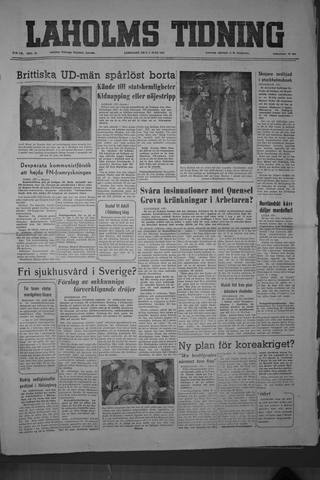 Förstasidan, Lördag 9 juni 1951