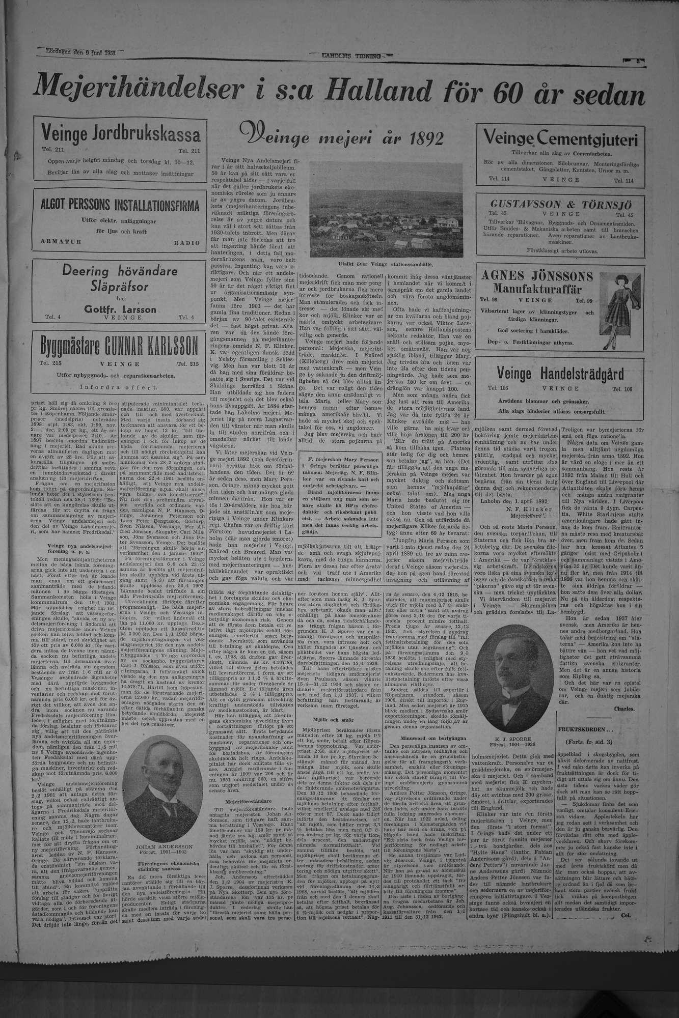 Laholms Tidning Lördag 9 juni 1951, sida 5