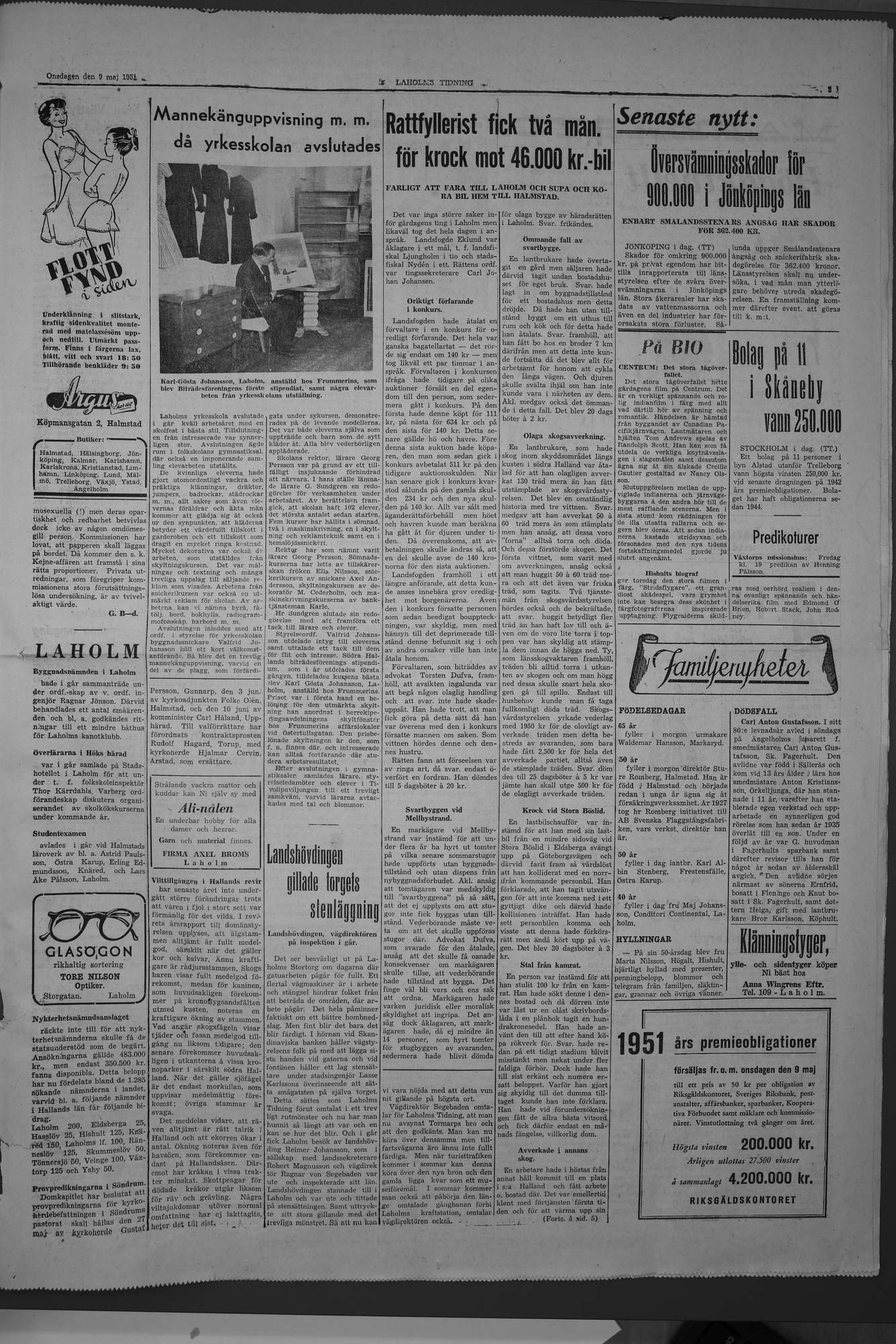 Laholms Tidning Onsdag 9 maj 1951, sida 3