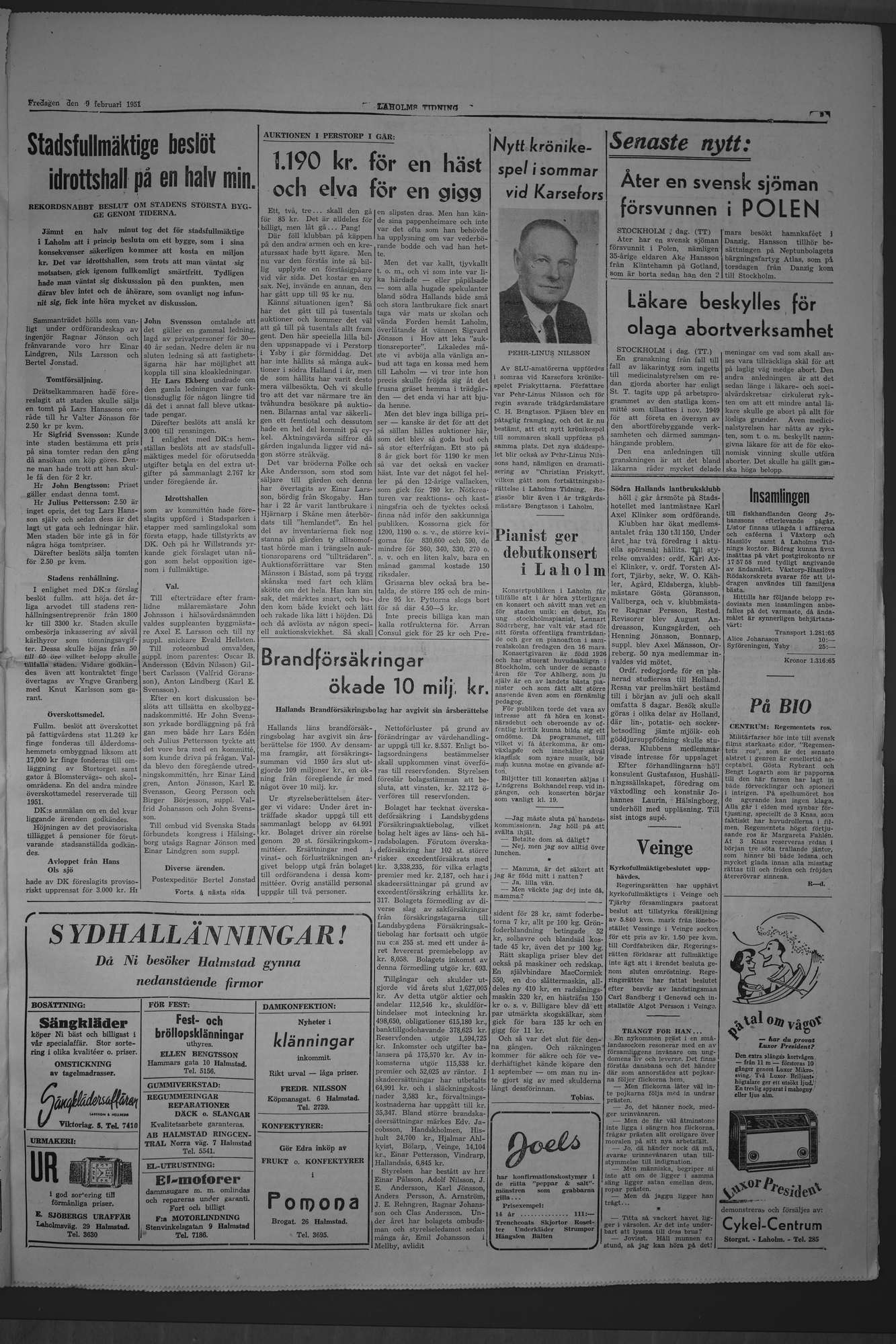 Laholms Tidning Fredag 9 mars 1951, sida 3