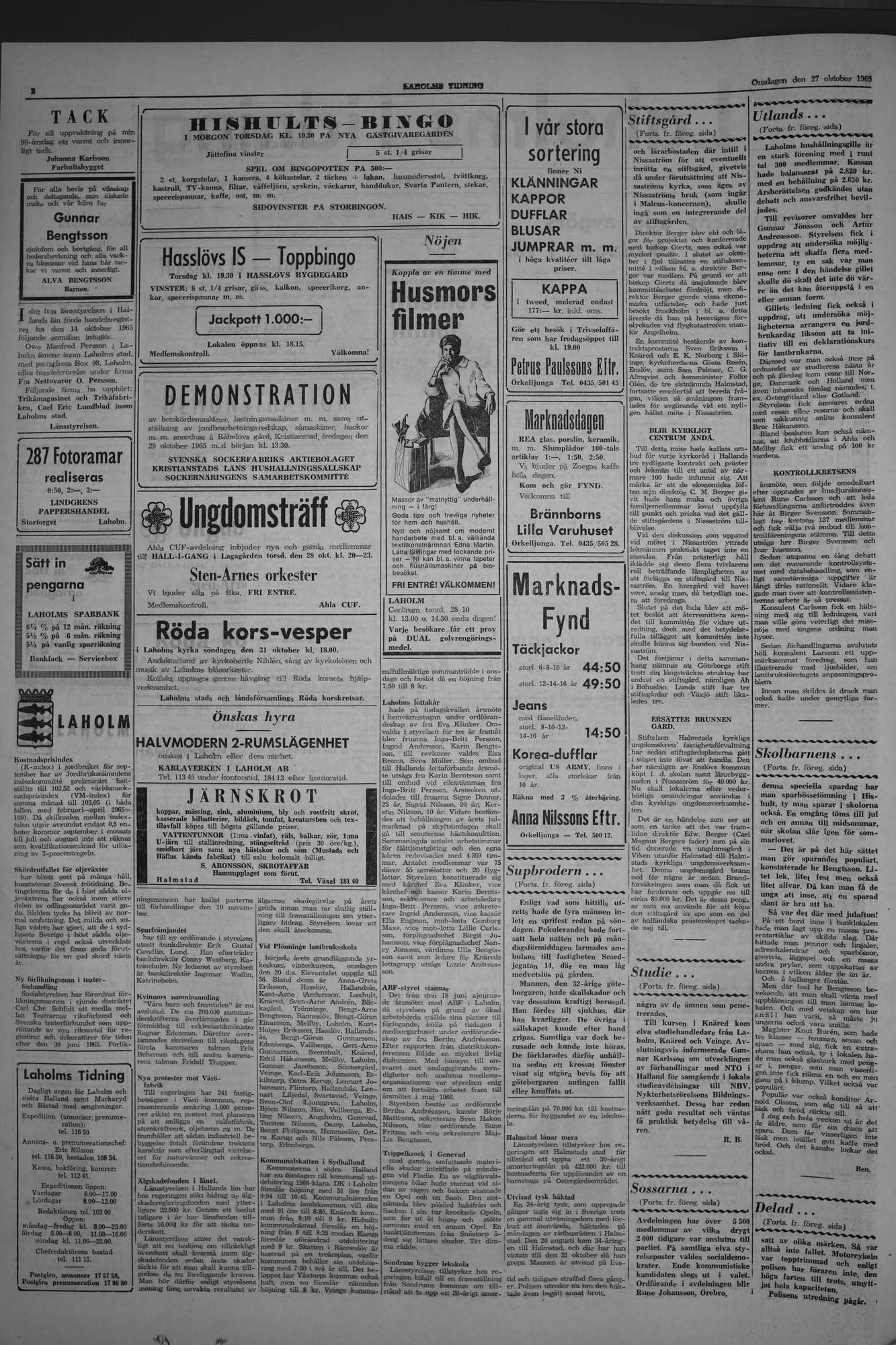 Laholms Tidning Onsdag 27 oktober 1965, sida 2