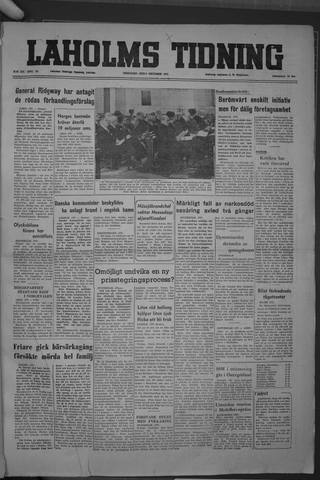 Förstasidan, Tisdag 9 oktober 1951