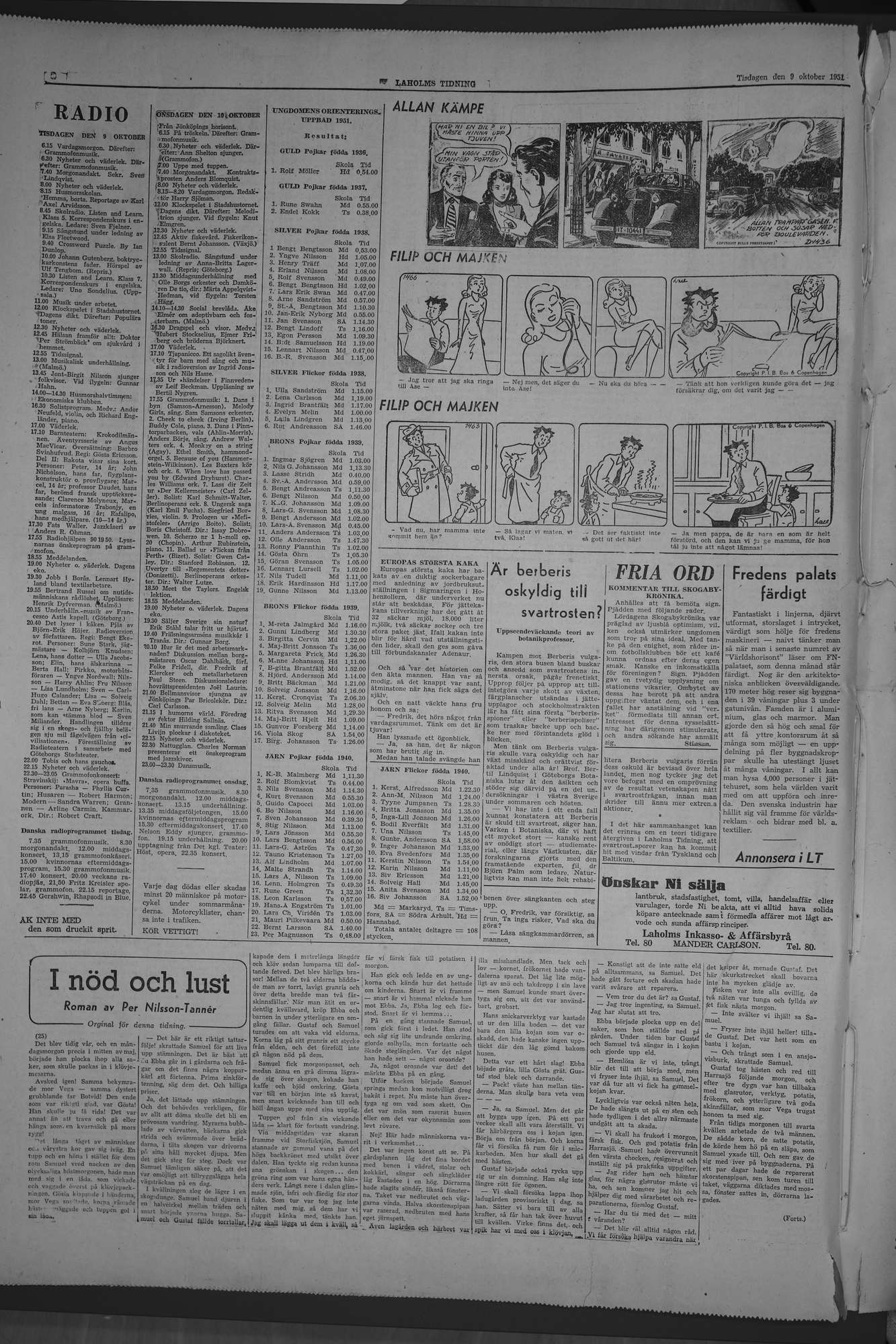 Laholms Tidning Tisdag 9 oktober 1951, sida 6