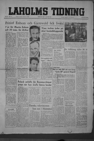 Förstasidan, Fredag 1 augusti 1952