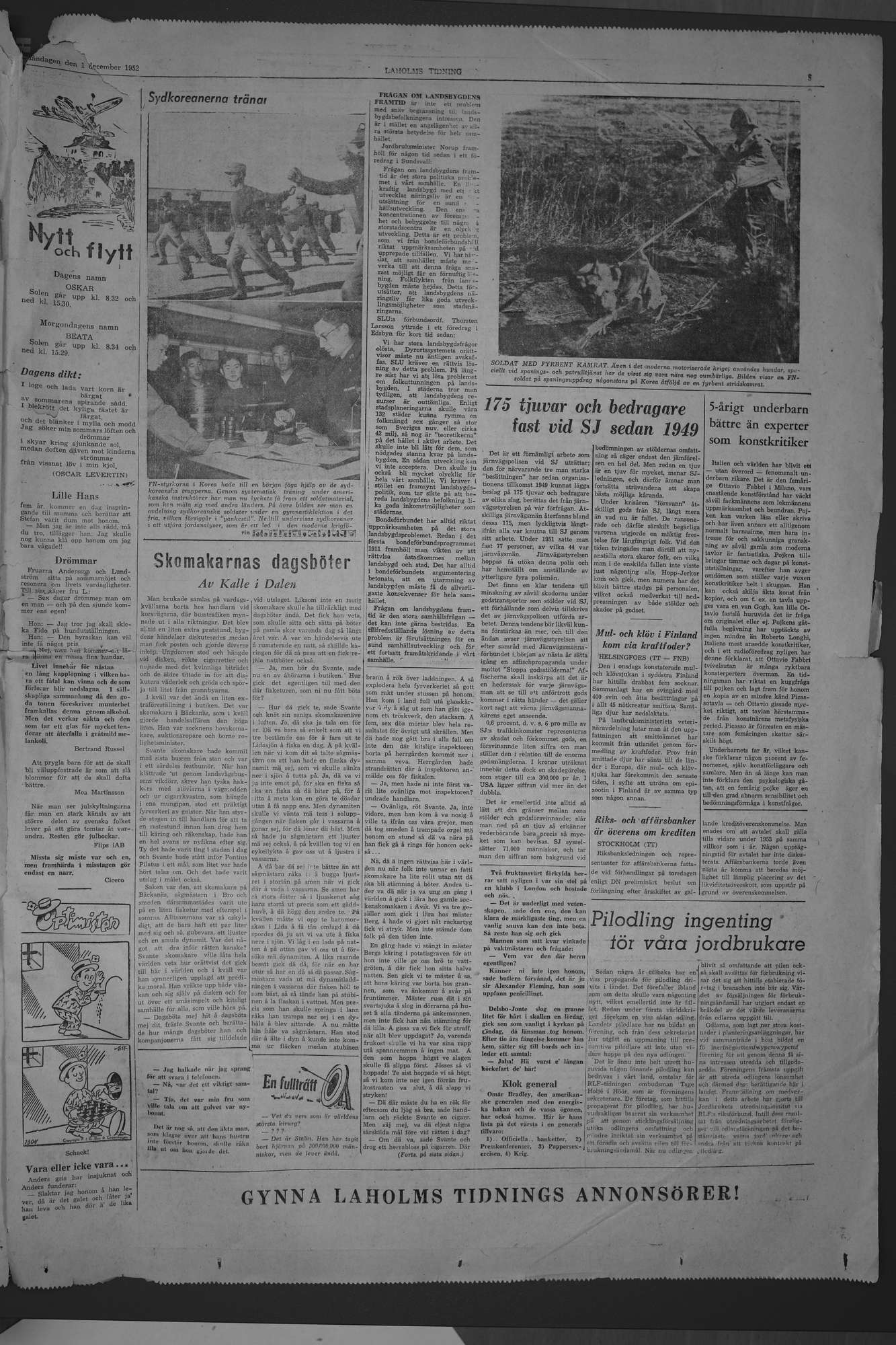 Laholms Tidning Måndag 1 december 1952, sida 5