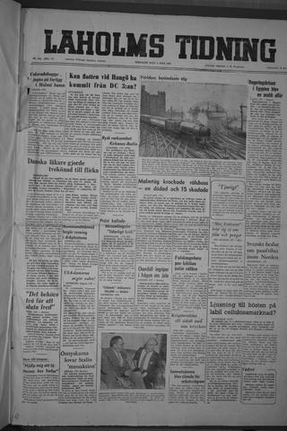 Förstasidan, Tisdag 1 juli 1952