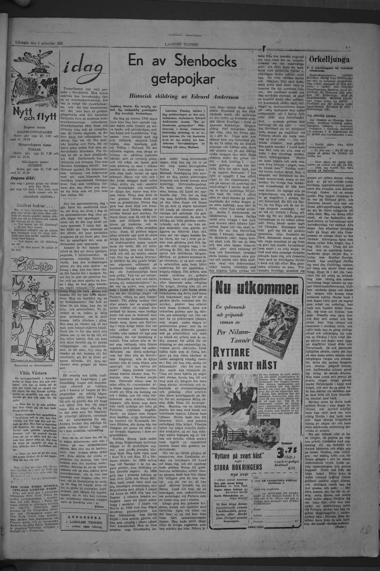 Laholms Tidning Lördag 1 november 1952, sida 7