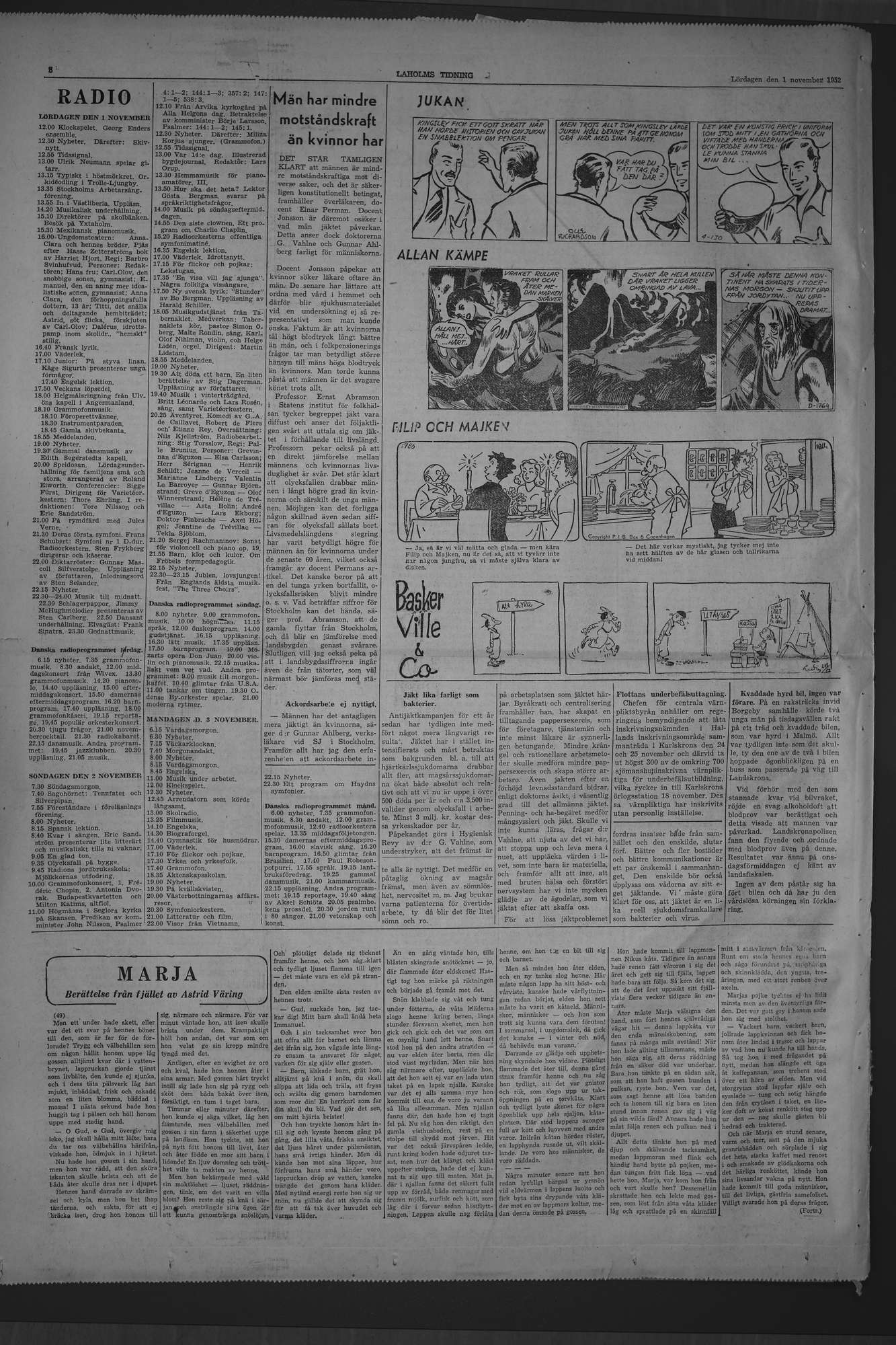 Laholms Tidning Lördag 1 november 1952, sida 8