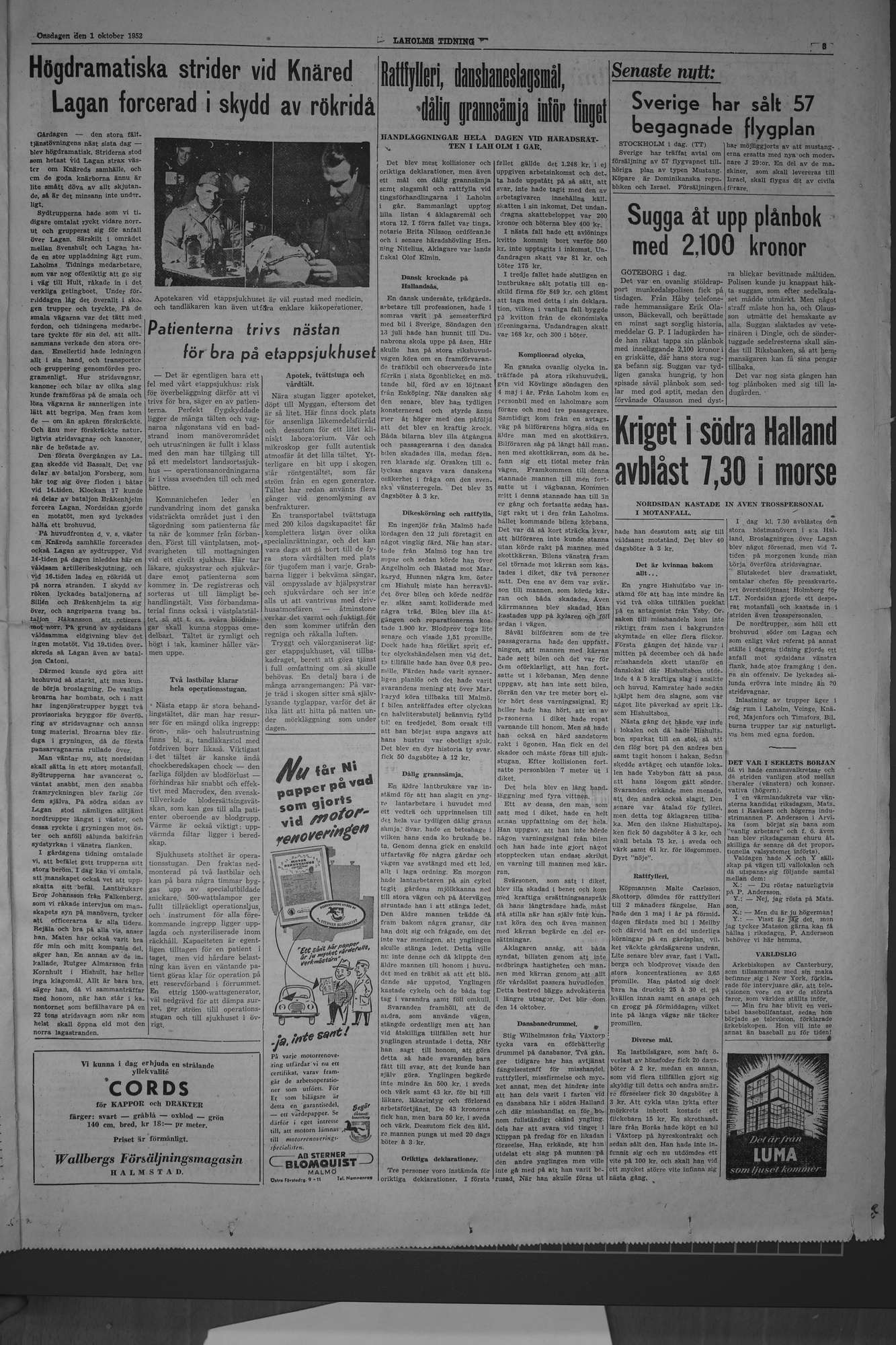 Laholms Tidning Onsdag 1 oktober 1952, sida 3