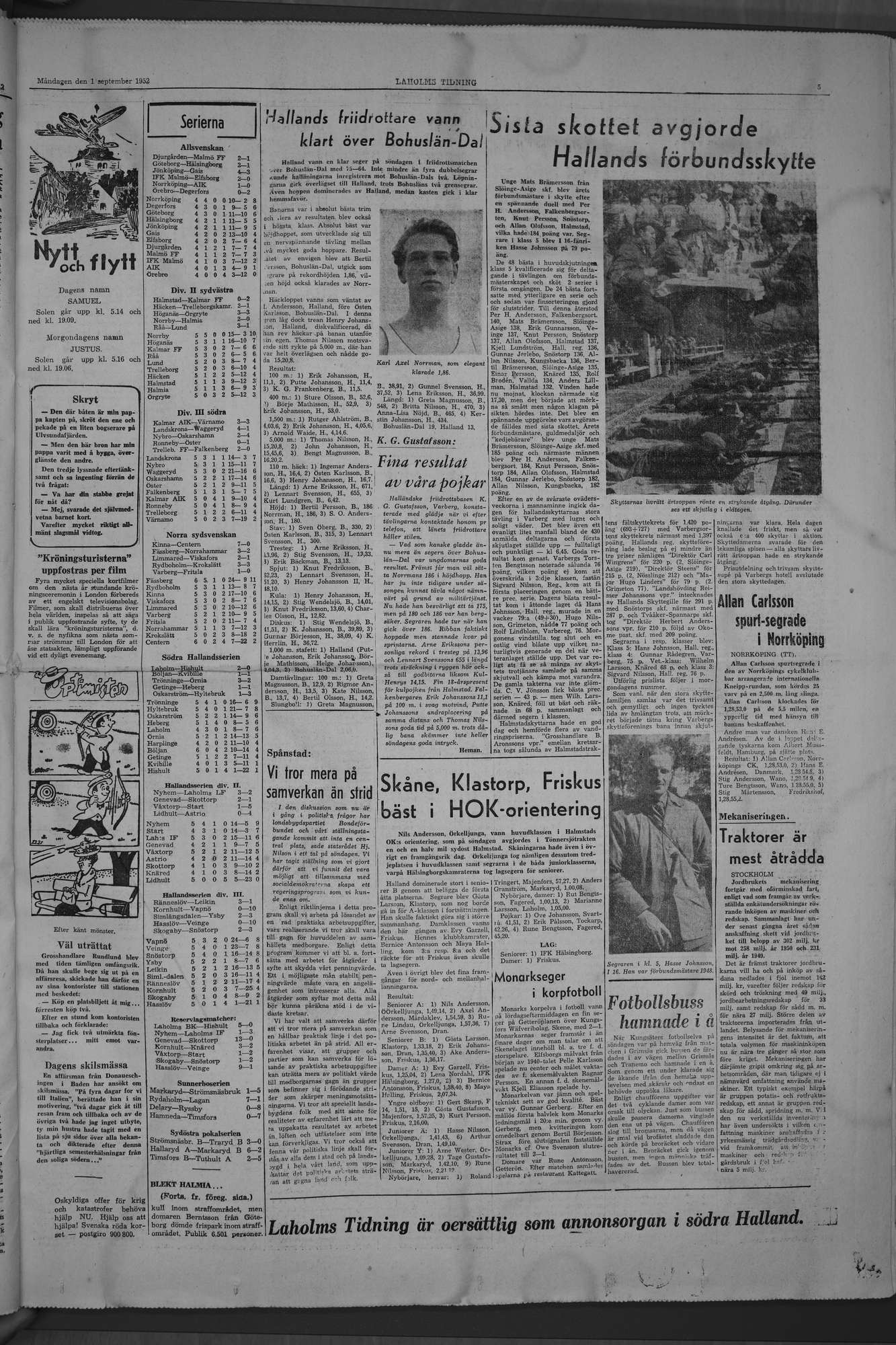 Laholms Tidning Måndag 1 september 1952, sida 5