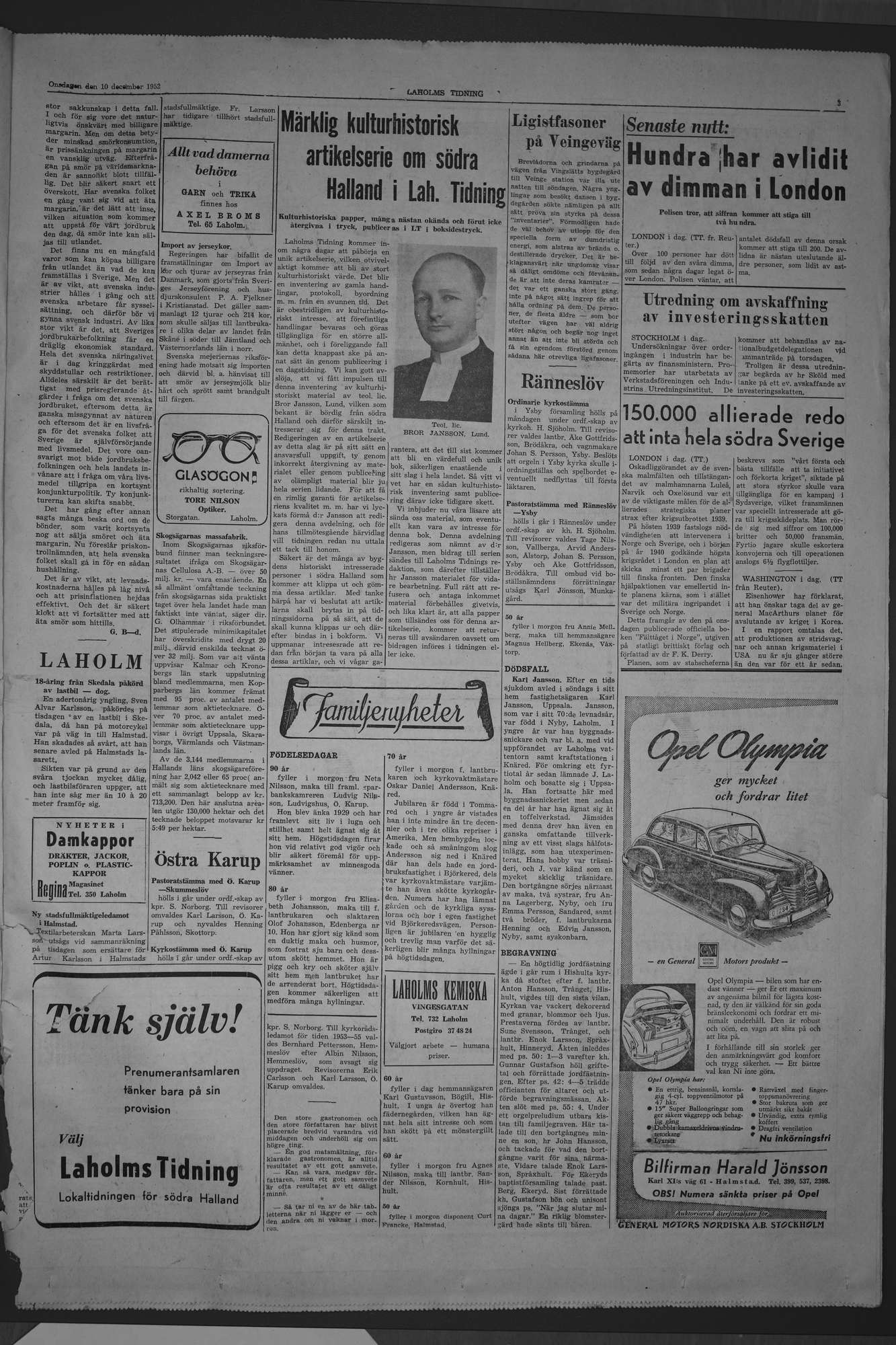 Laholms Tidning Onsdag 10 december 1952, sida 3