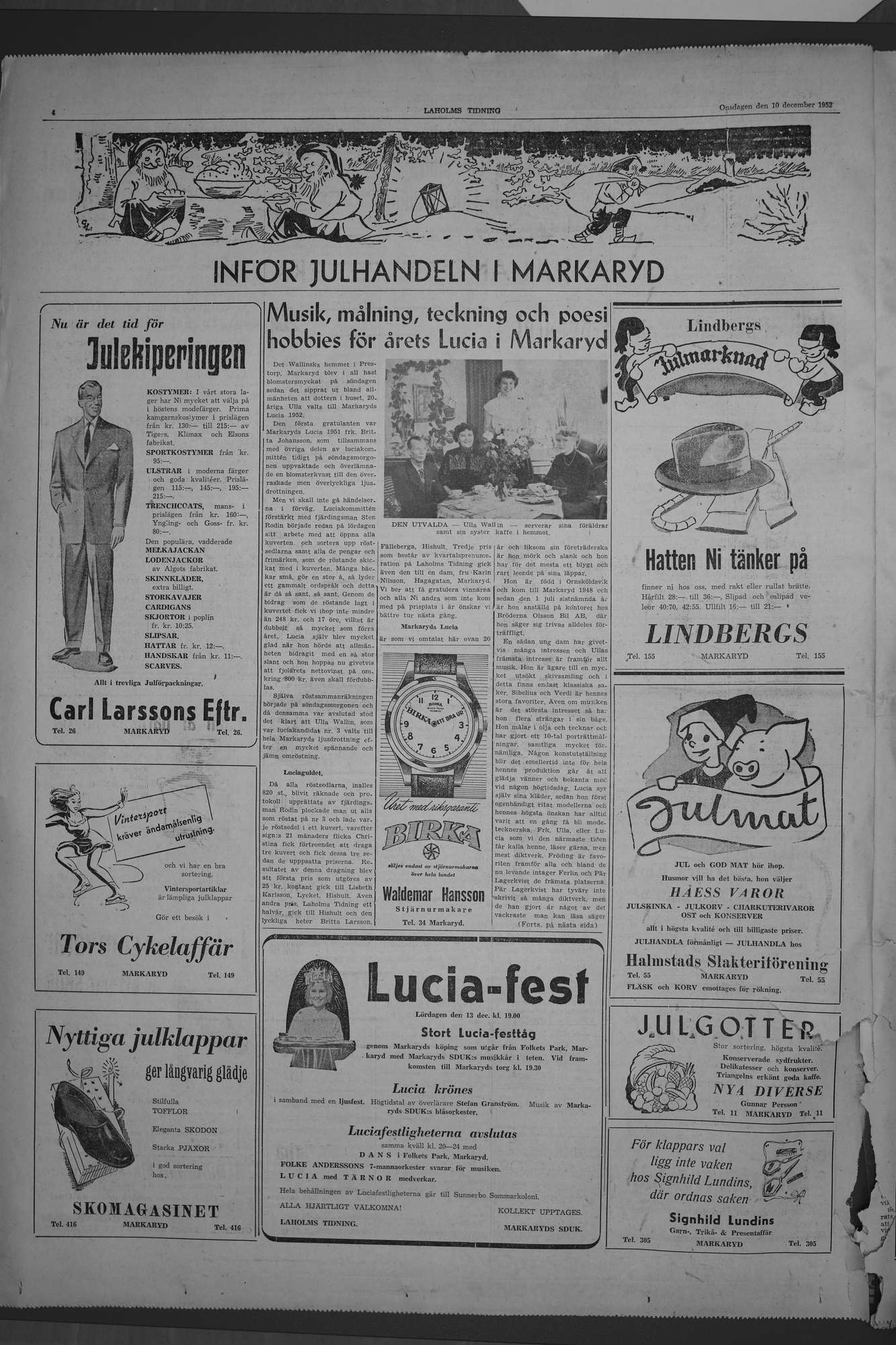 Laholms Tidning Onsdag 10 december 1952, sida 4