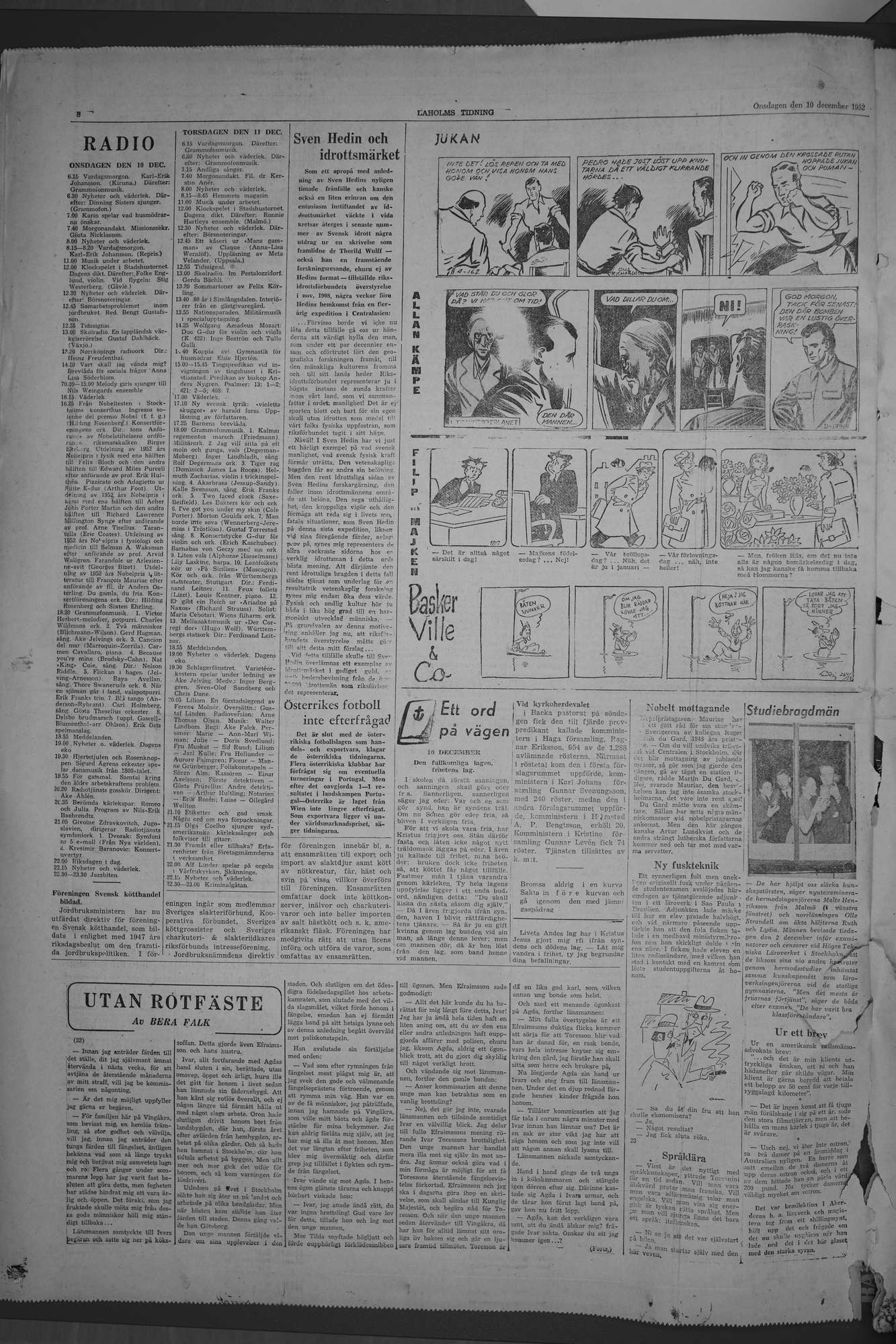 Laholms Tidning Onsdag 10 december 1952, sida 8