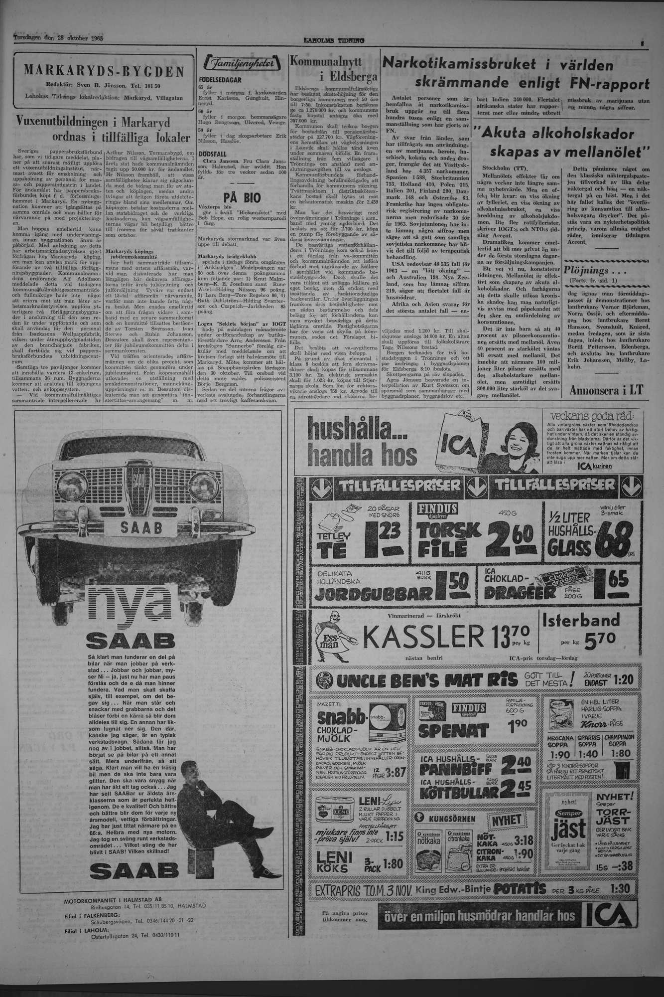 Laholms Tidning Torsdag 28 oktober 1965, sida 3