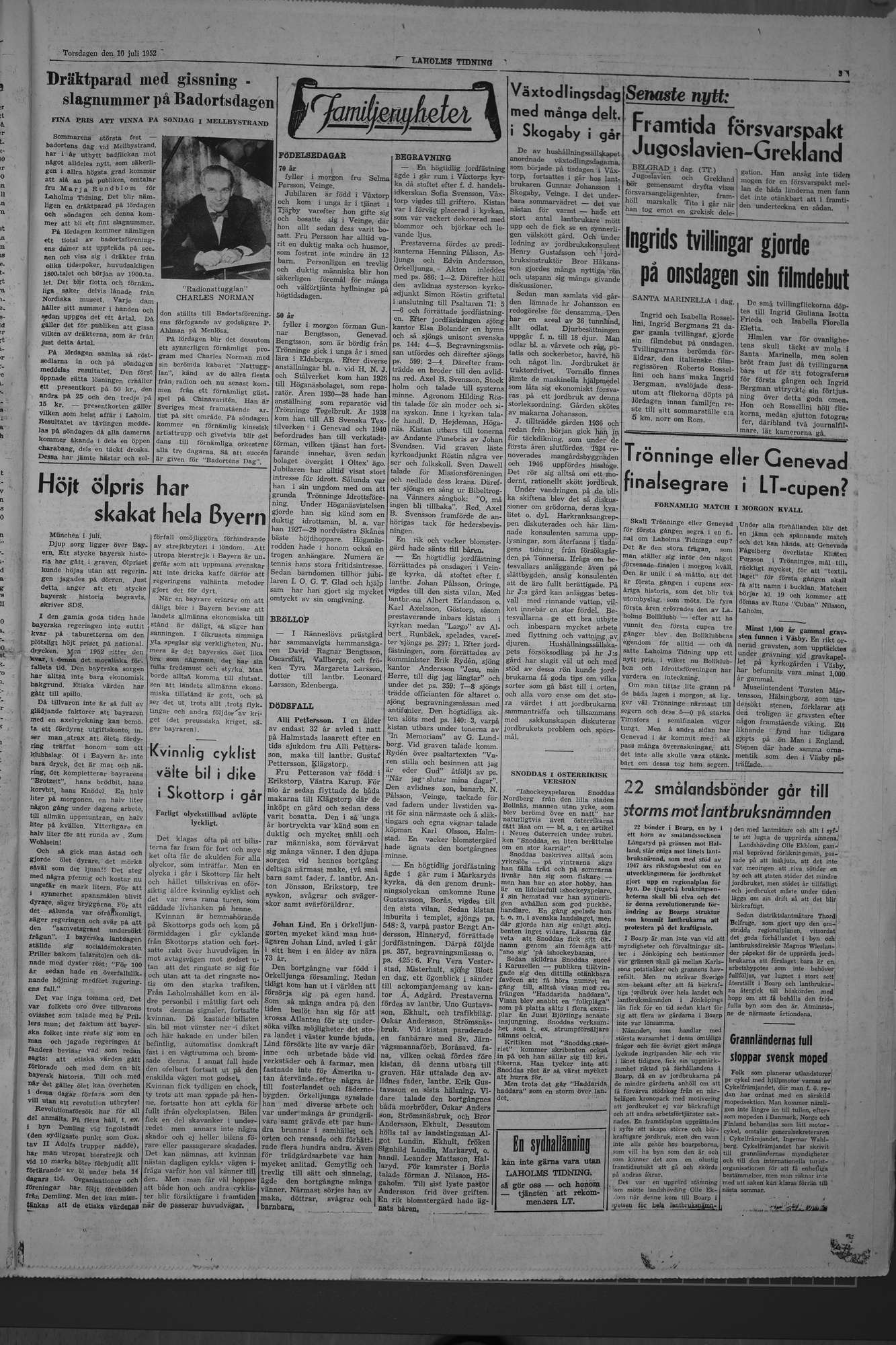 Laholms Tidning Torsdag 10 juli 1952, sida 3