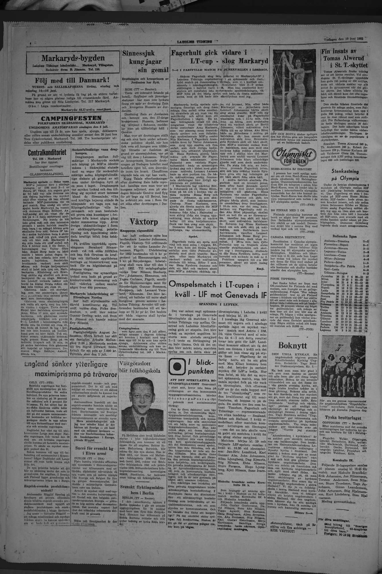 Laholms Tidning Tisdag 10 juni 1952, sida 4