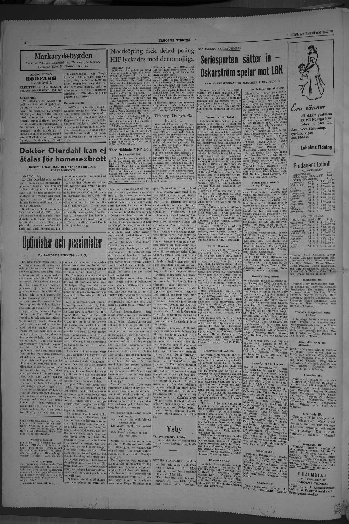 Laholms Tidning Lördag 10 maj 1952, sida 4