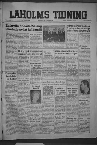 Förstasidan, Måndag 10 november 1952
