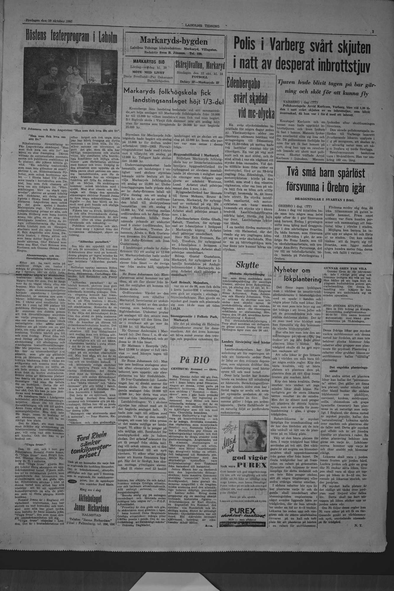 Laholms Tidning Fredag 10 oktober 1952, sida 3