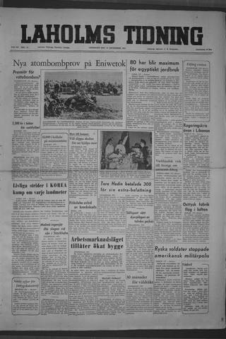 Förstasidan, Onsdag 10 september 1952