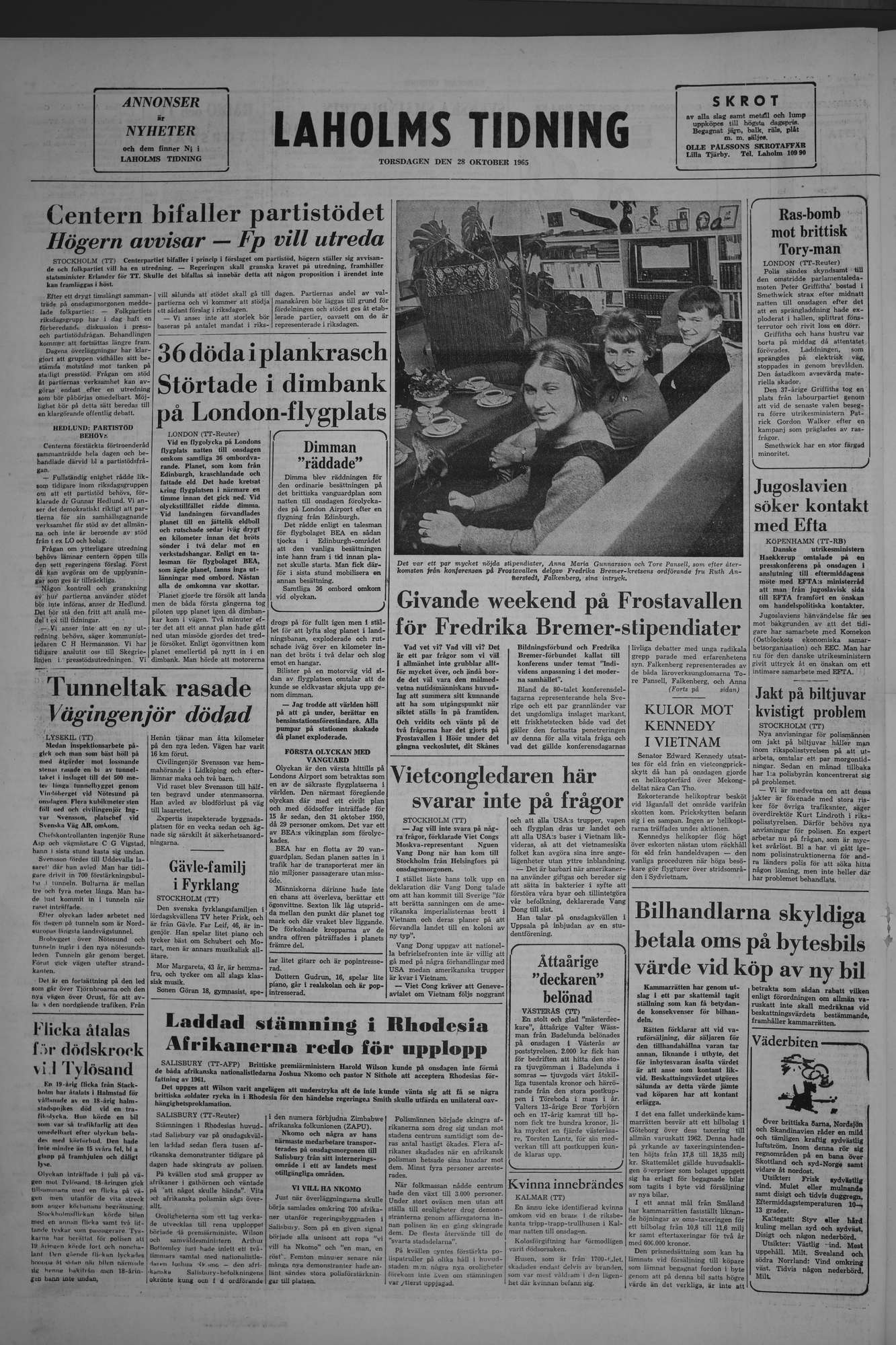 Laholms Tidning Torsdag 28 oktober 1965, sida 8
