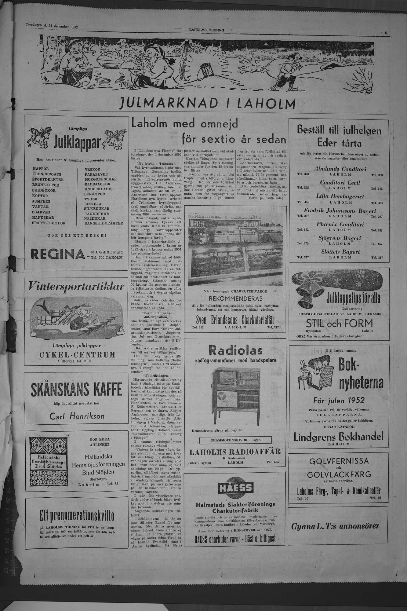 Laholms Tidning Torsdag 11 december 1952, sida 5