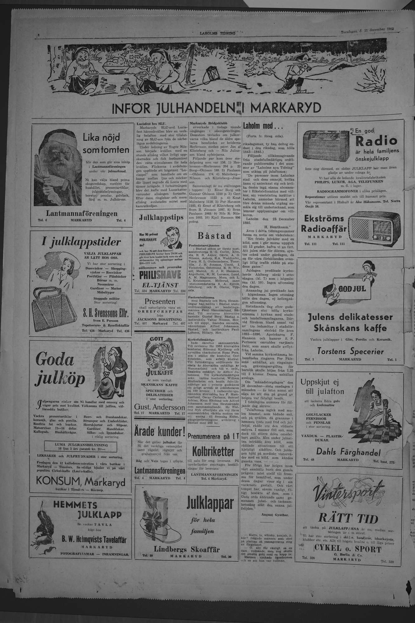 Laholms Tidning Torsdag 11 december 1952, sida 6