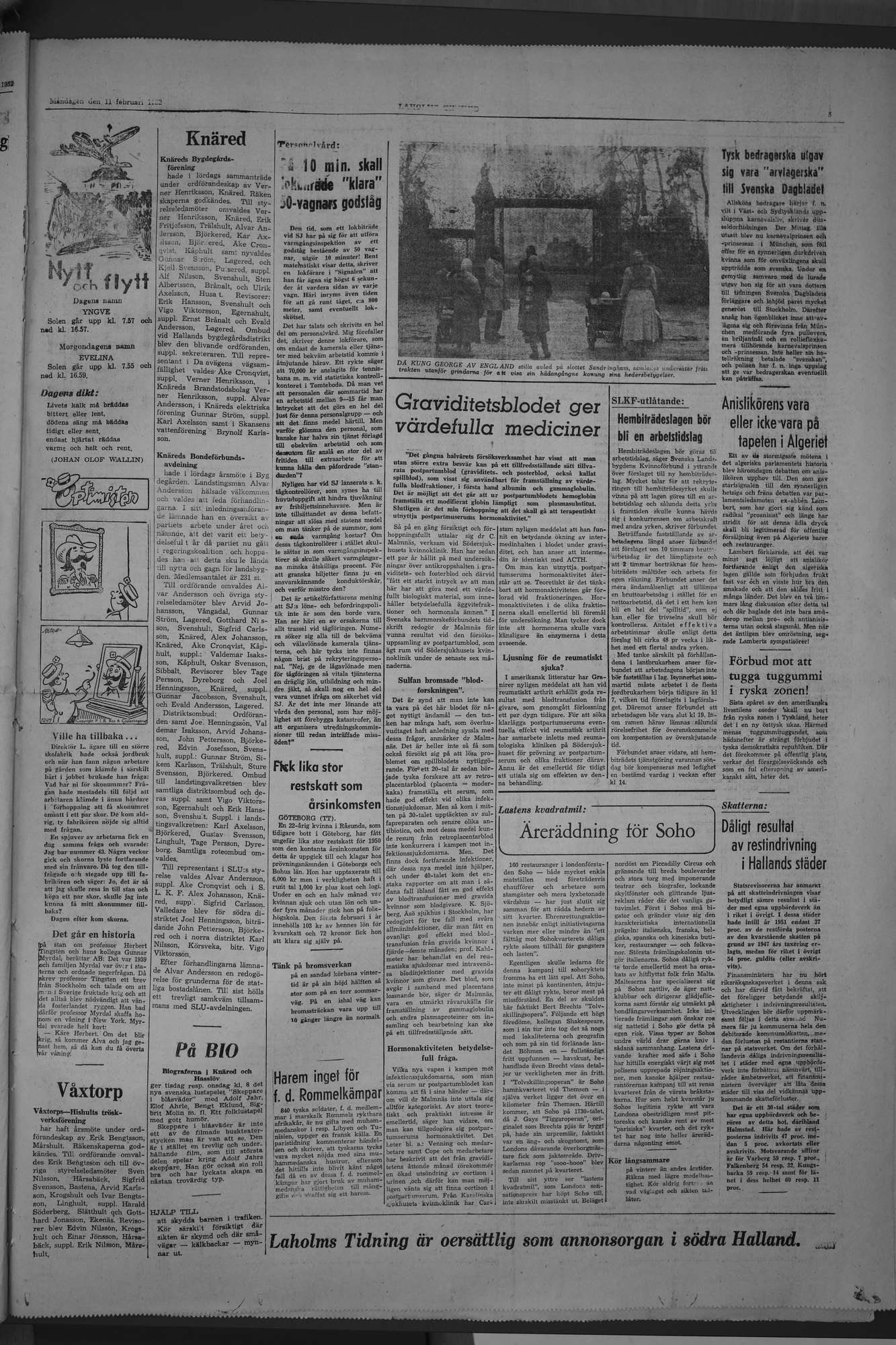 Laholms Tidning Måndag 11 februari 1952, sida 5
