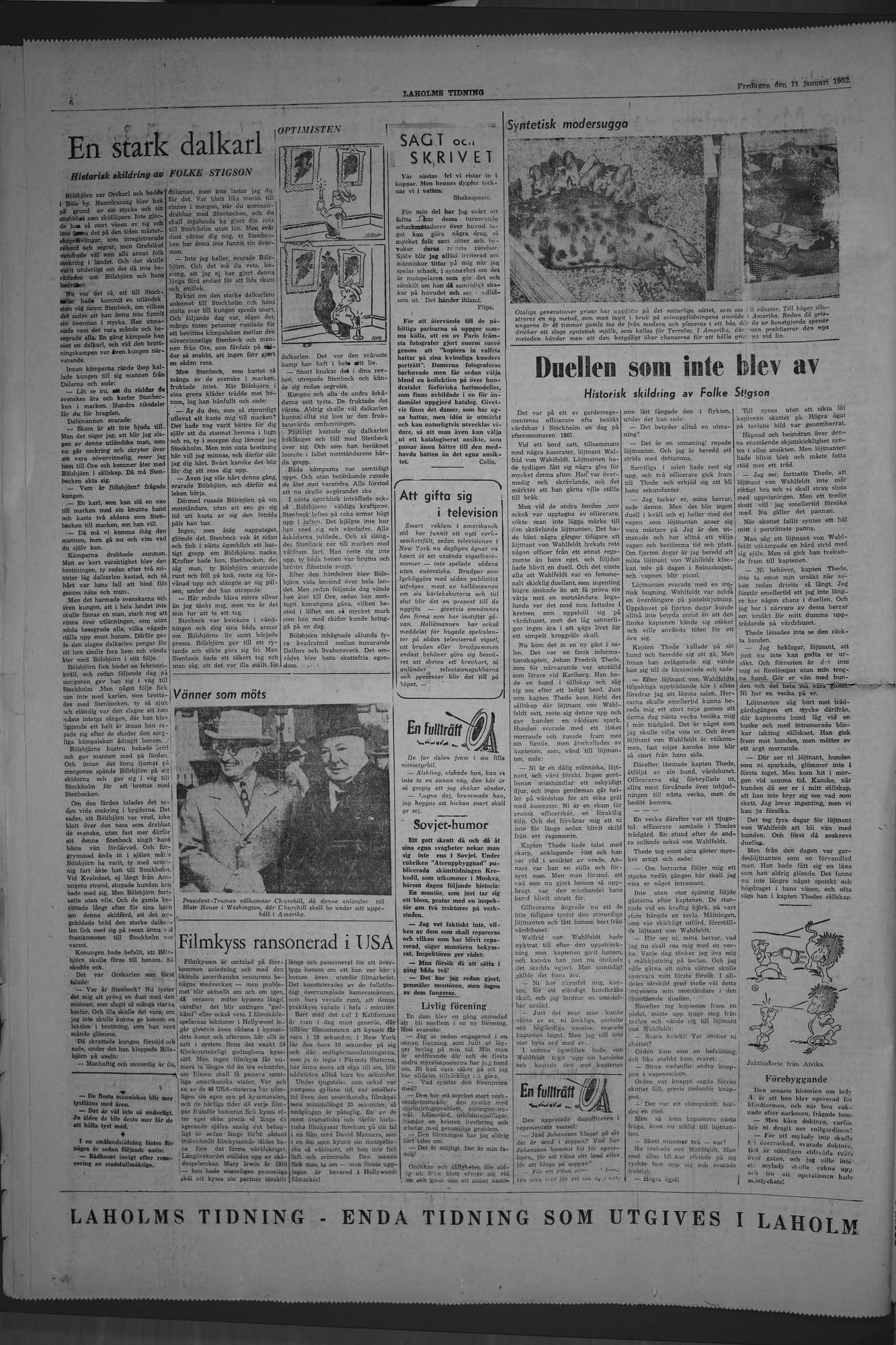 Laholms Tidning Fredag 11 januari 1952, sida 6