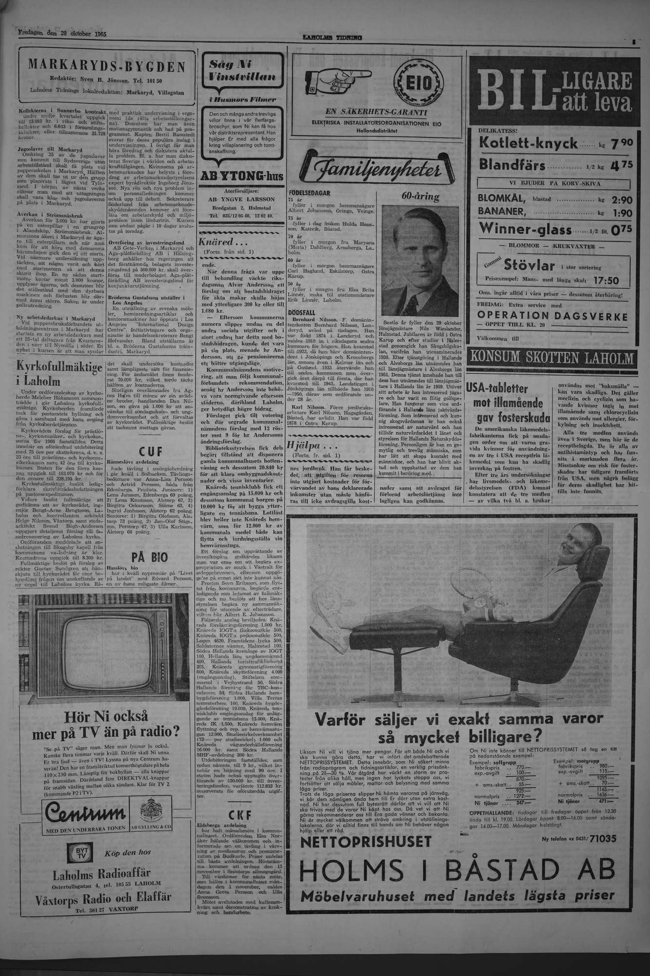 Laholms Tidning Fredag 29 oktober 1965, sida 3
