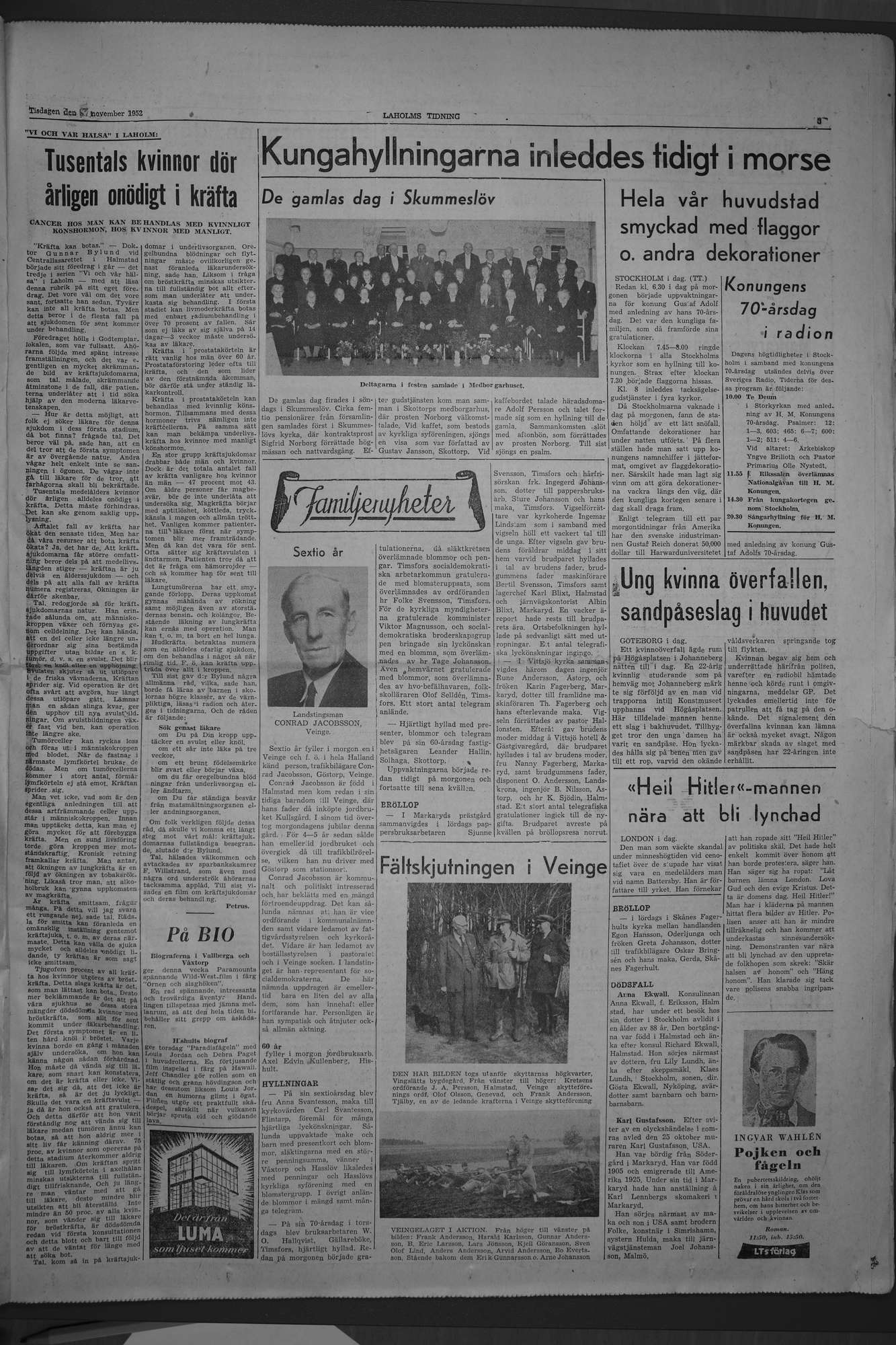 Laholms Tidning Tisdag 11 november 1952, sida 3