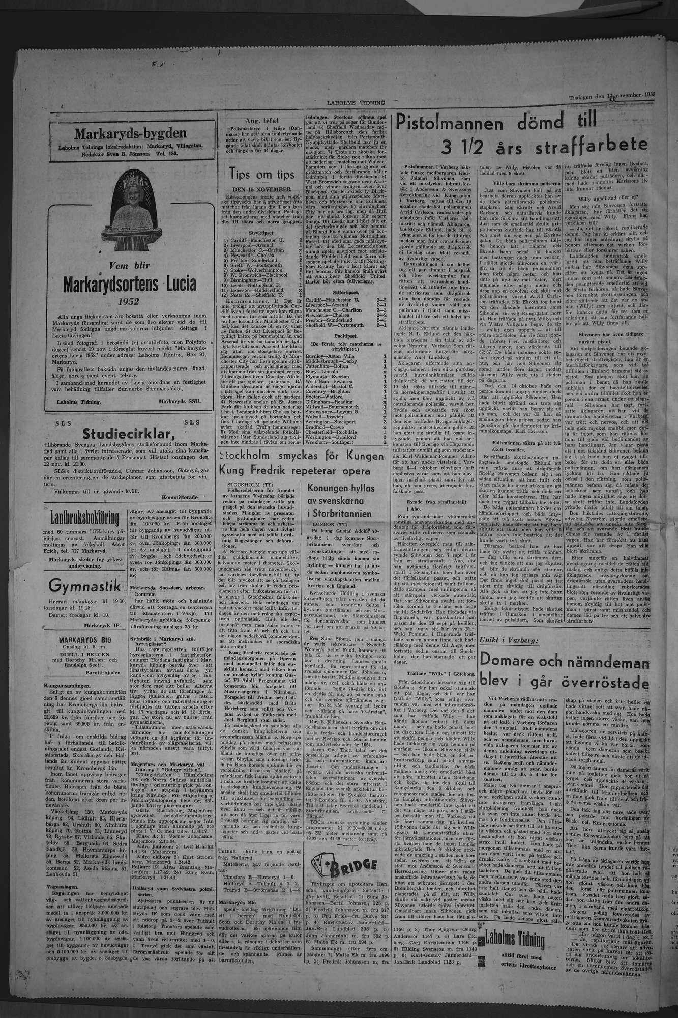 Laholms Tidning Tisdag 11 november 1952, sida 4