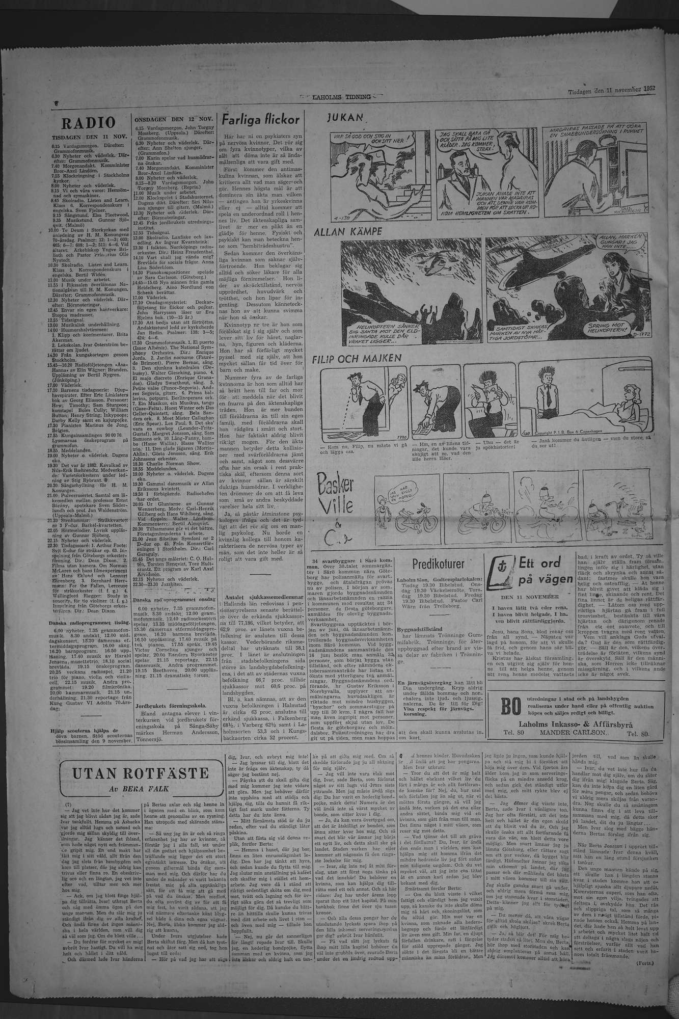 Laholms Tidning Tisdag 11 november 1952, sida 6