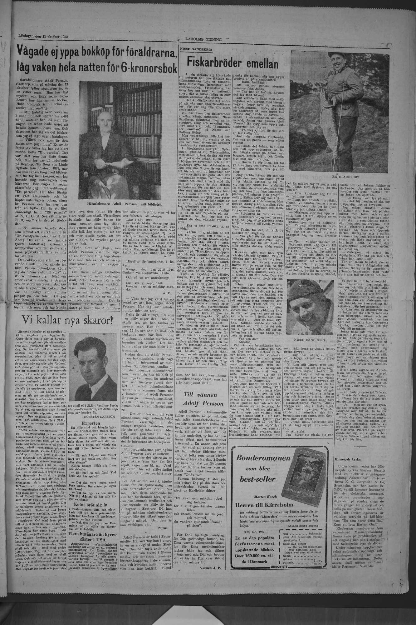Laholms Tidning Lördag 11 oktober 1952, sida 5