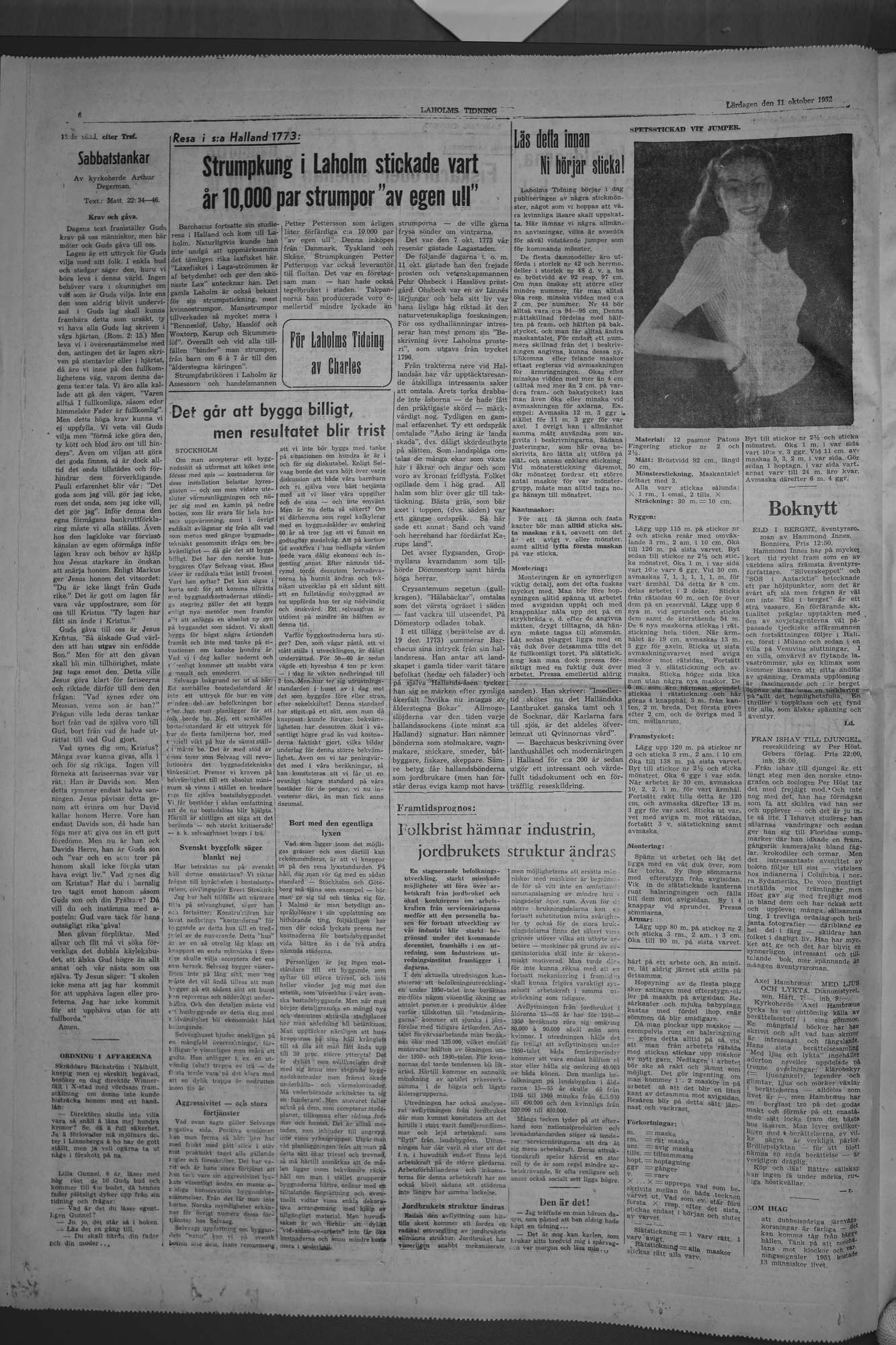 Laholms Tidning Lördag 11 oktober 1952, sida 6